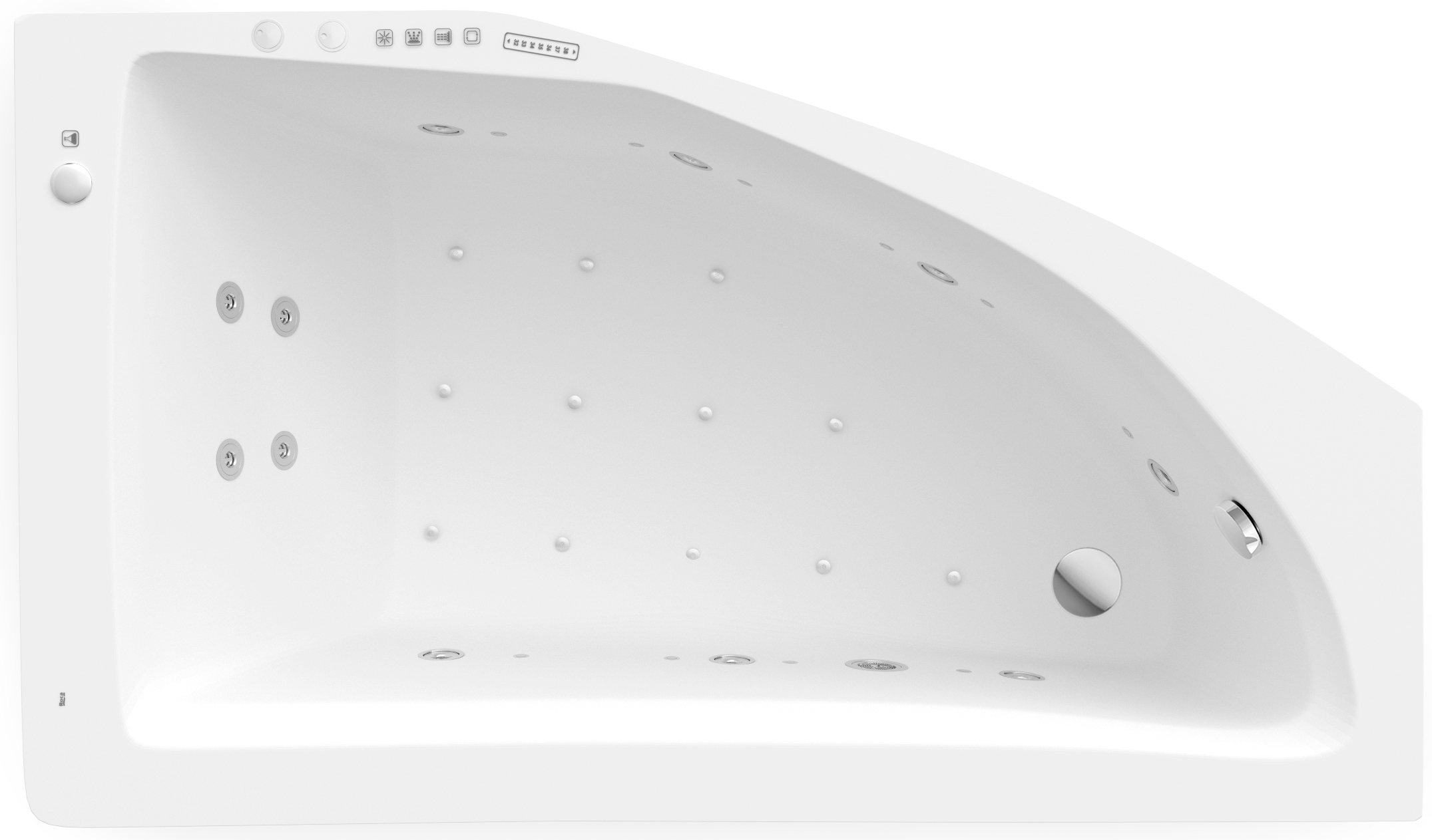 Roca Aquamarina wanna z hydromasażem 175x100 cm asymetryczna biała A24T247000