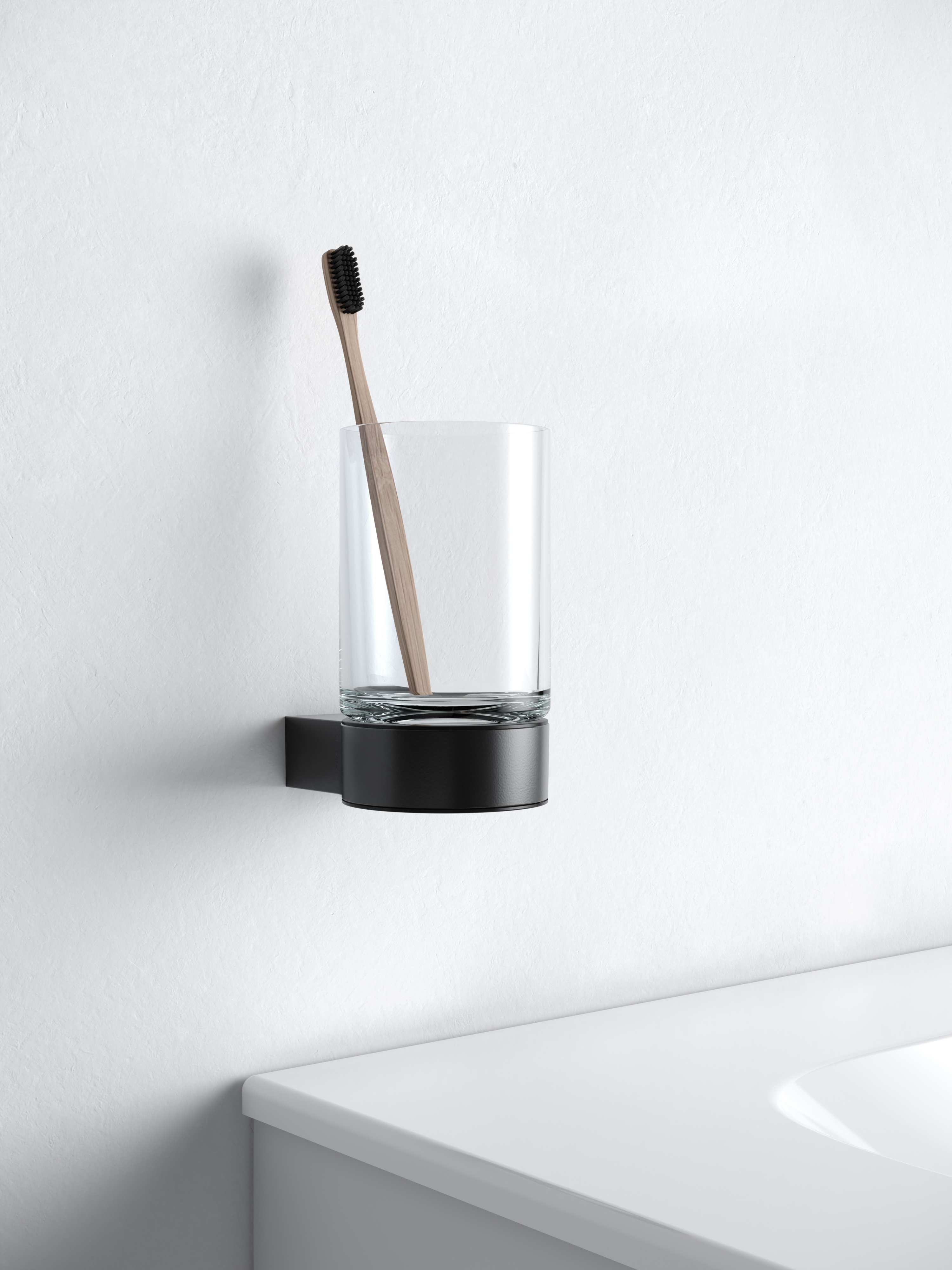 Keuco Black Selection kubek szklany z uchwytem czarny mat 14950379000
