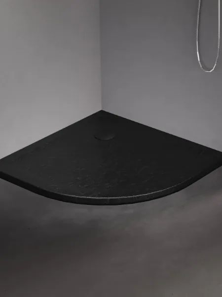 New Trendy Mild Stone brodzik 90x90 cm półokrągły czarny B-0580