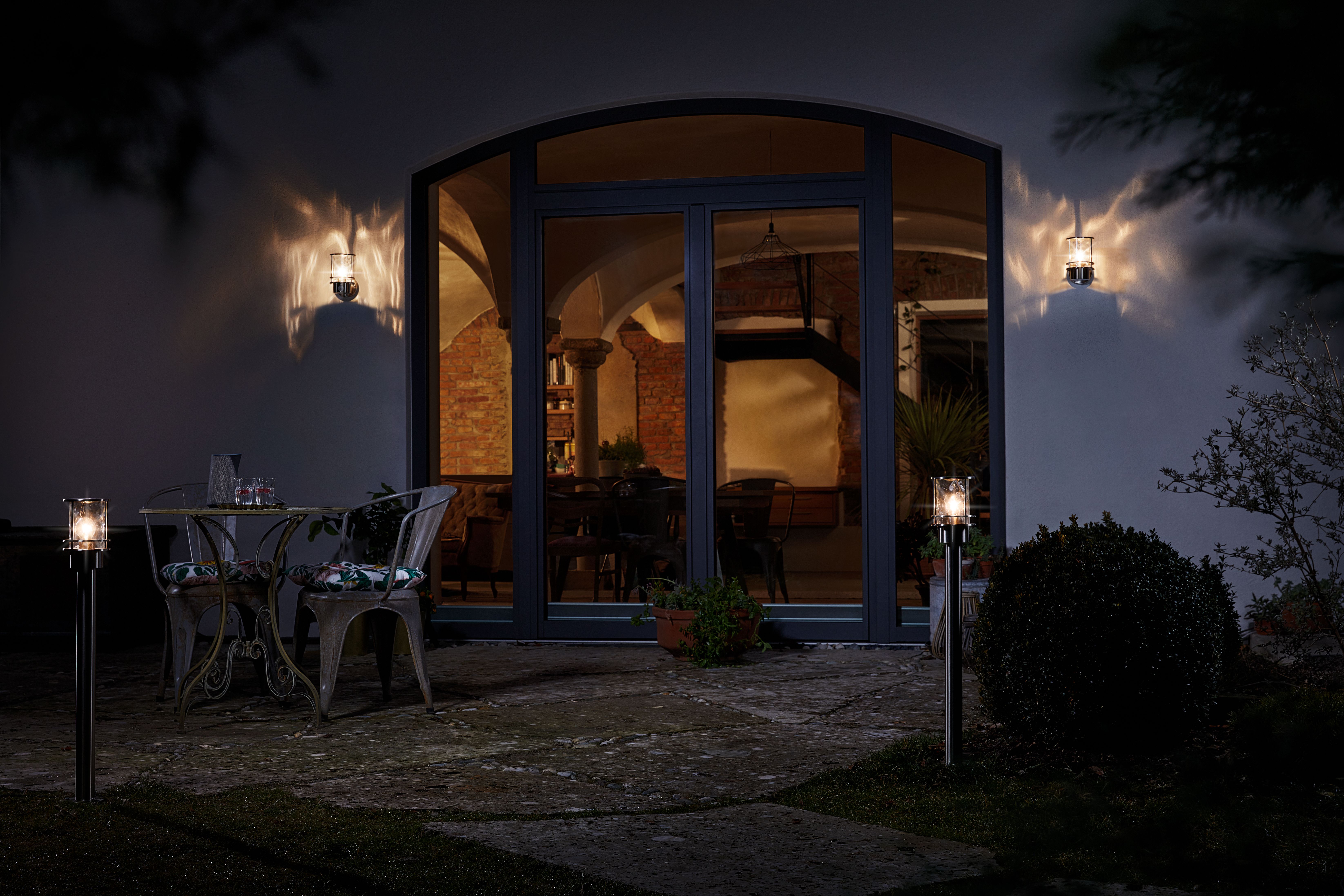 Ledvance Endura Classic Post Sens Up kinkiet zewnętrzny 1x60W LED z czujnikiem ruchu stal/przezroczysty