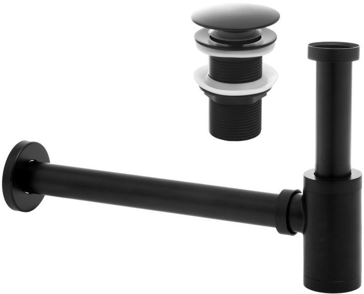 YokaHome Sypop syfon do umywalki z korkiem klik-klak czarny mat BK.SYPOP-14-BLK - Wysyłka w 24h