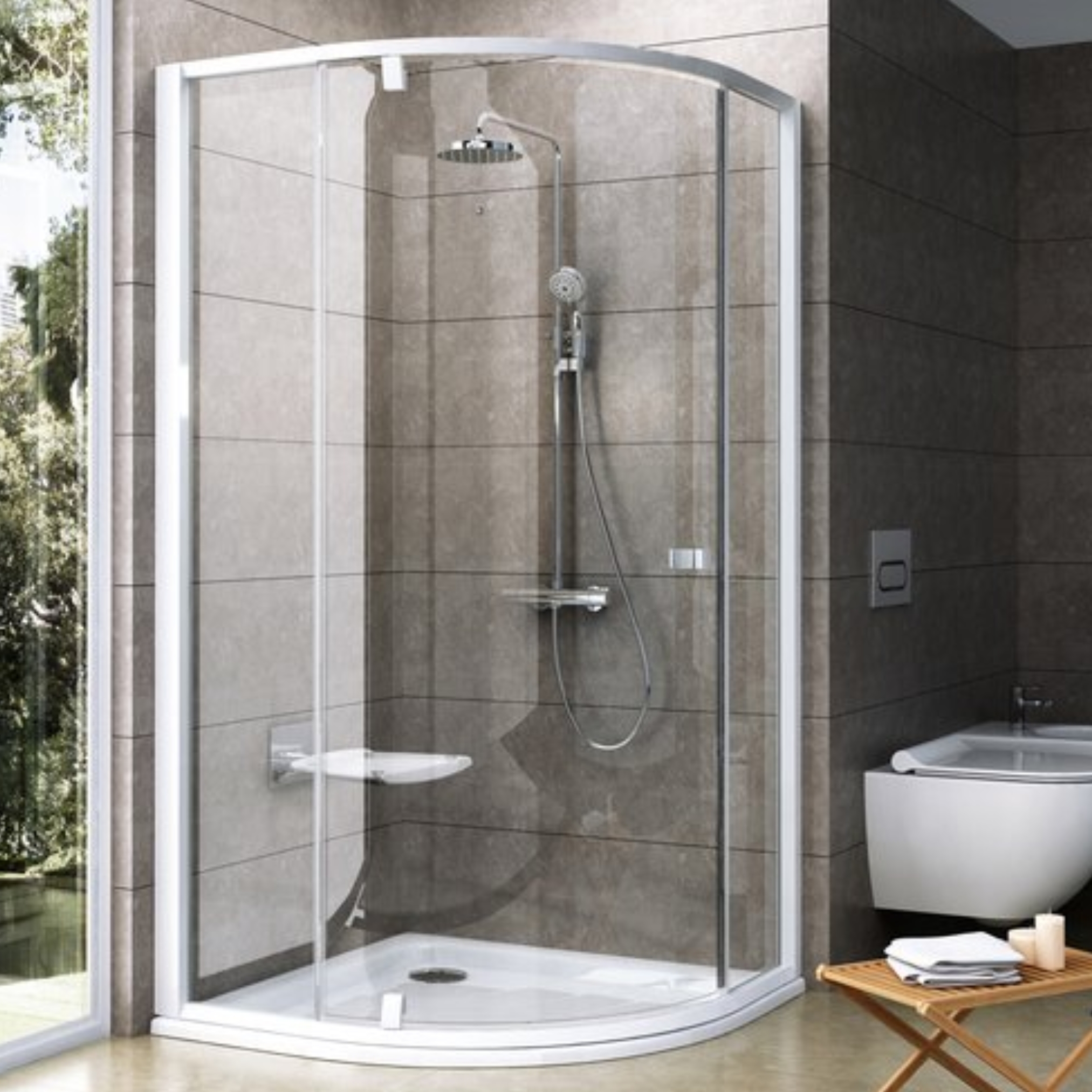 Ravak Pivot PSKK3-100 kabina prysznicowa 100x100 cm półokrągła biała/szkło przezroczyste 376AA100Z1