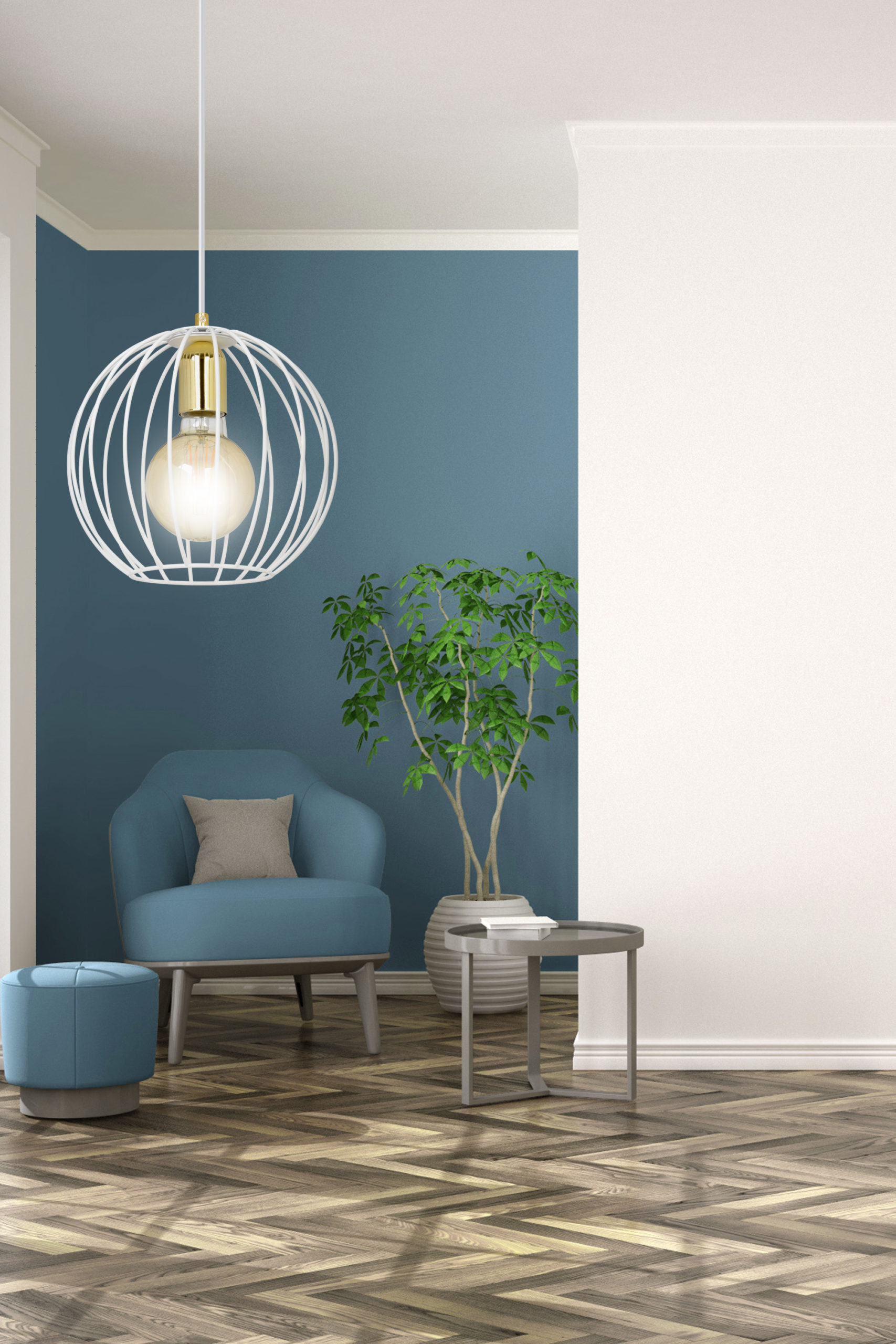 Emibig Albio lampa wisząca 1x15 W biała-złota 145/1