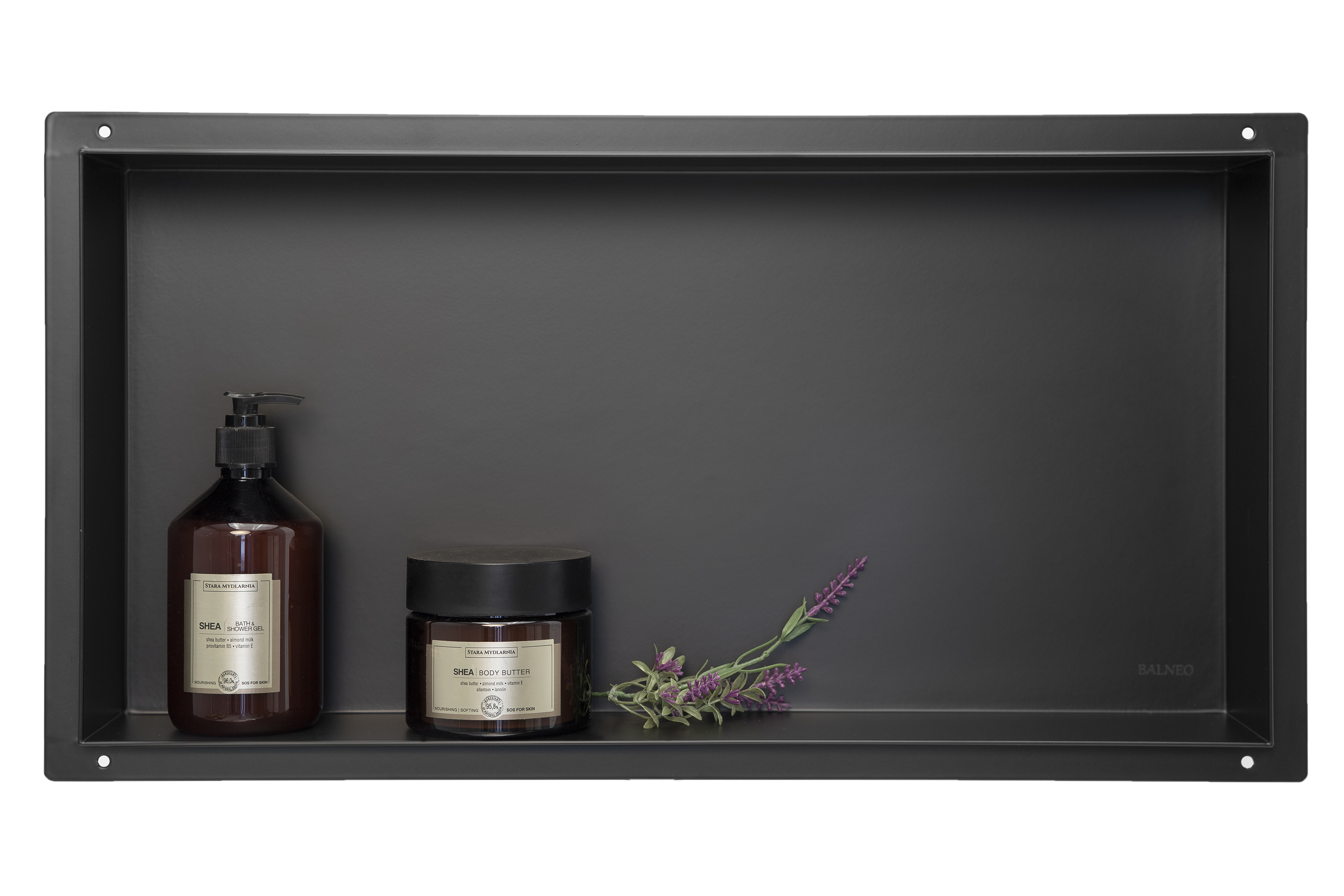 Balneo Wall-Box No Rim Black półka wnękowa 30x60x7 cm czarna OB-BL3-NR