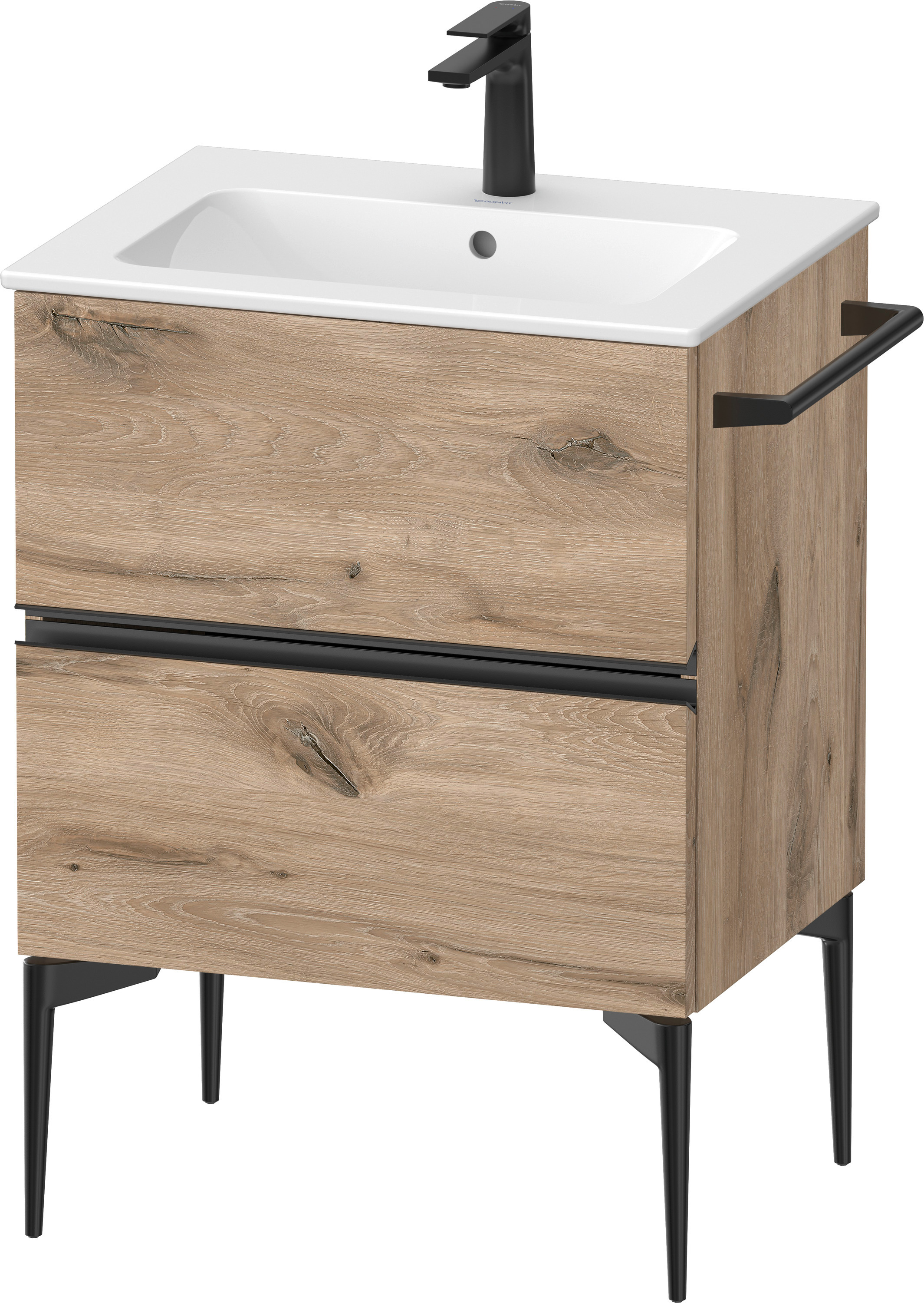 Duravit Sivida szafka 61x47,7x59,1 cm podumywalkowa wisząca czarna-dąb SV46430BD550000