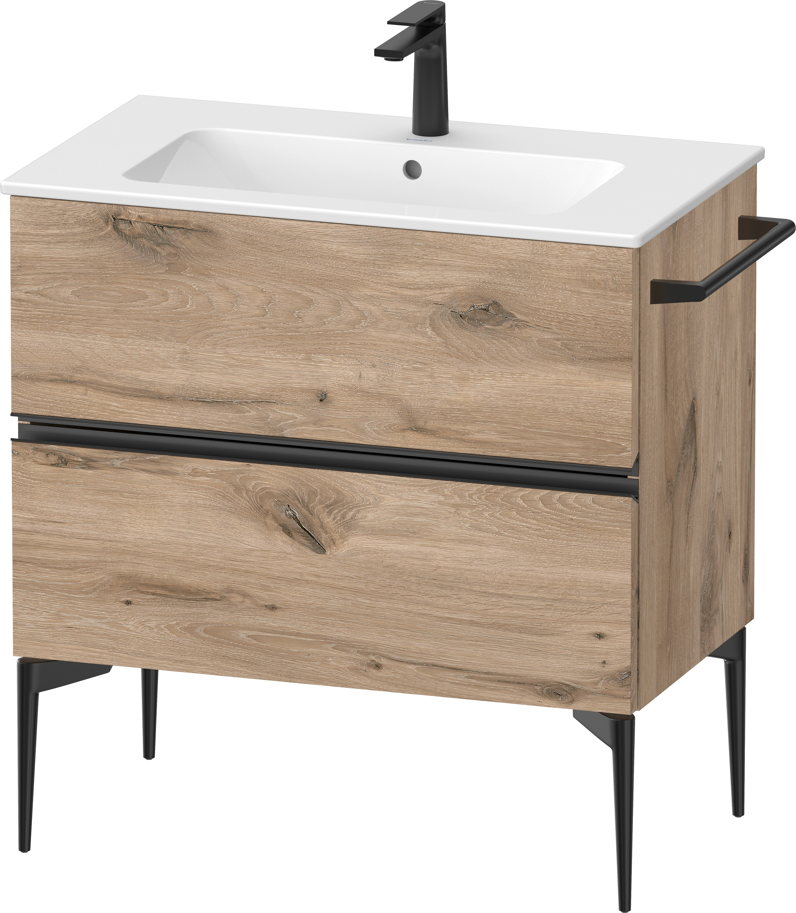 Duravit Sivida szafka 81x47,7x59,1 cm podumywalkowa wisząca czarna-dąb SV46440BD550000