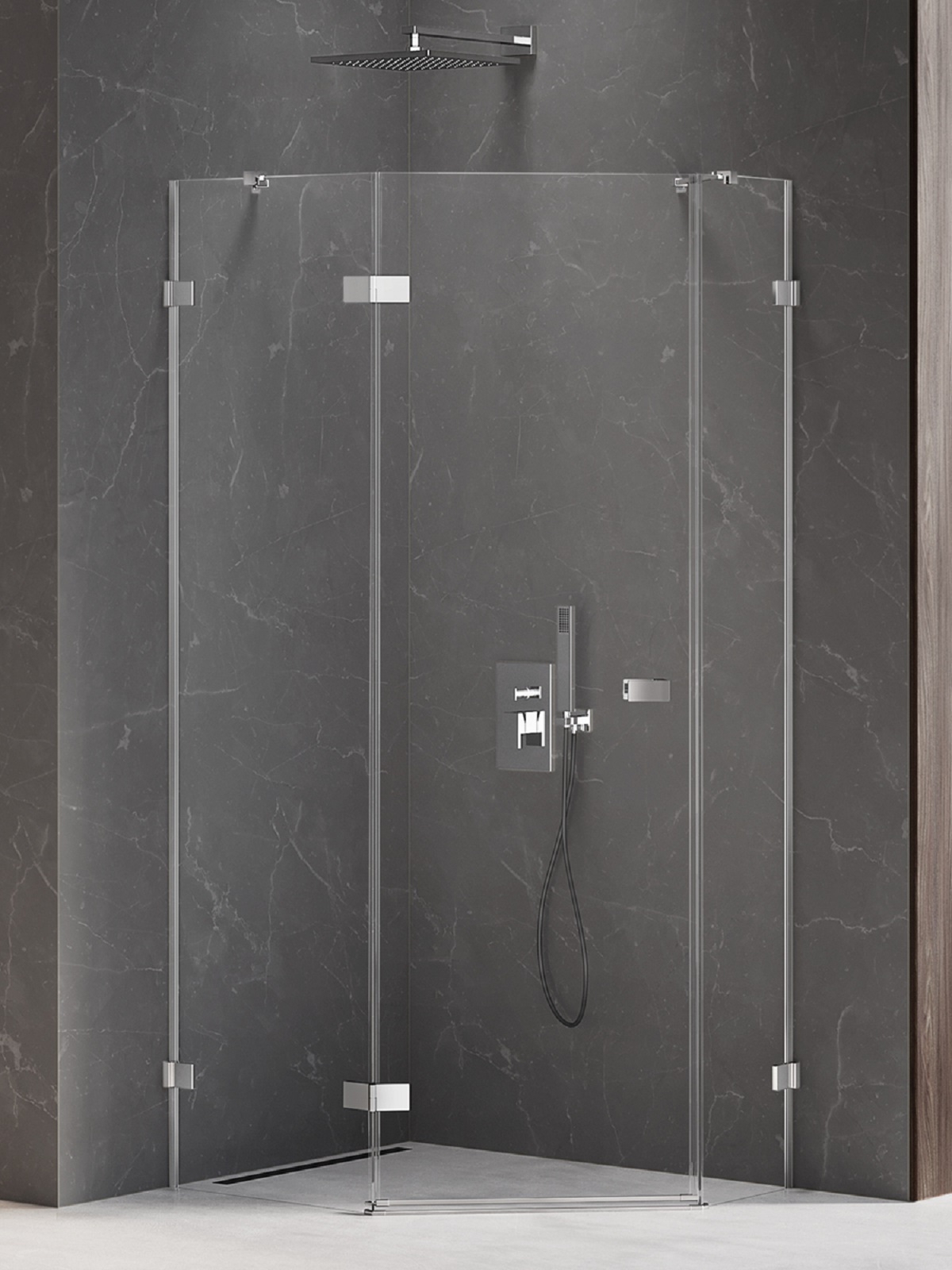 New Trendy Avexa kabina prysznicowa 100x80 cm pięciokątna lewa chrom/szkło przezroczyste EXK-3893