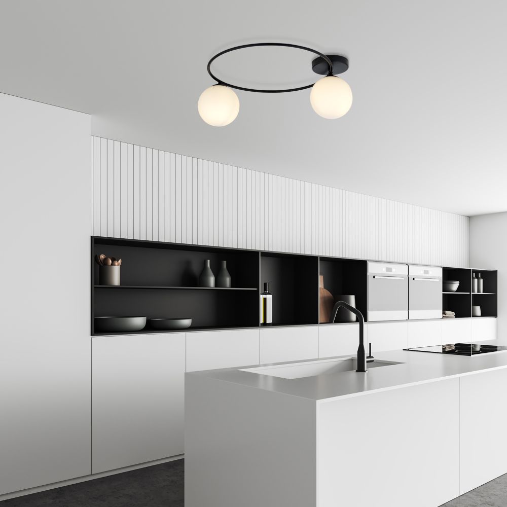 Emibig Sopra lampa podsufitowa 2x10 W czarny/szkło mleczne 1257/2