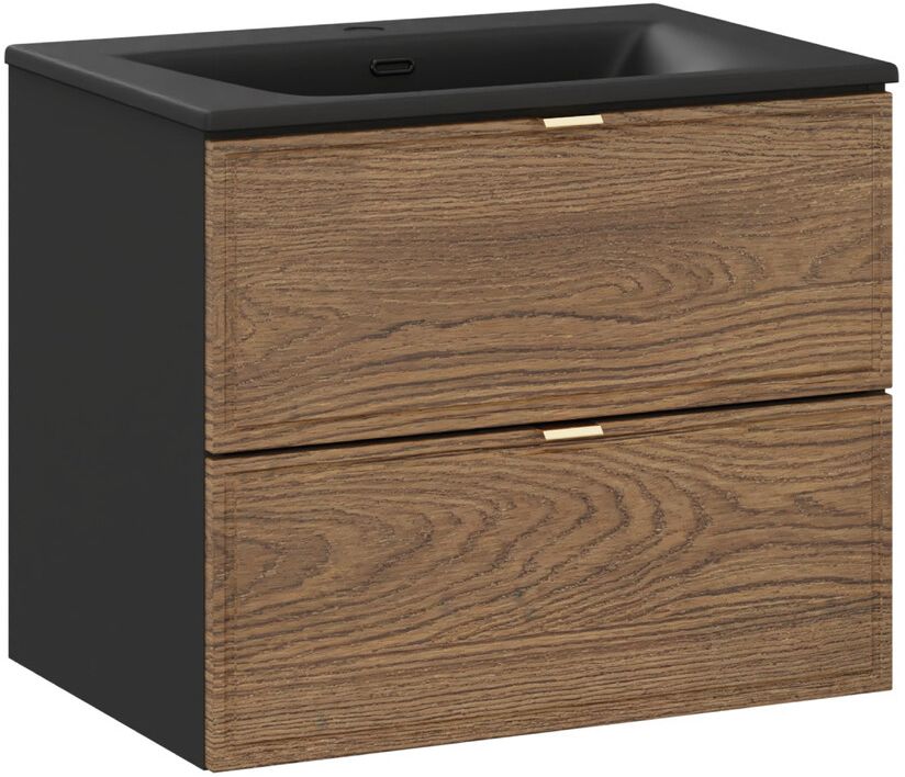 Zestaw Comad Talia Casella umywalka Sky czarna z szafką podumywalkową 60 cm dąb-czarny SET-TC 60CM UM SKY 1 BM