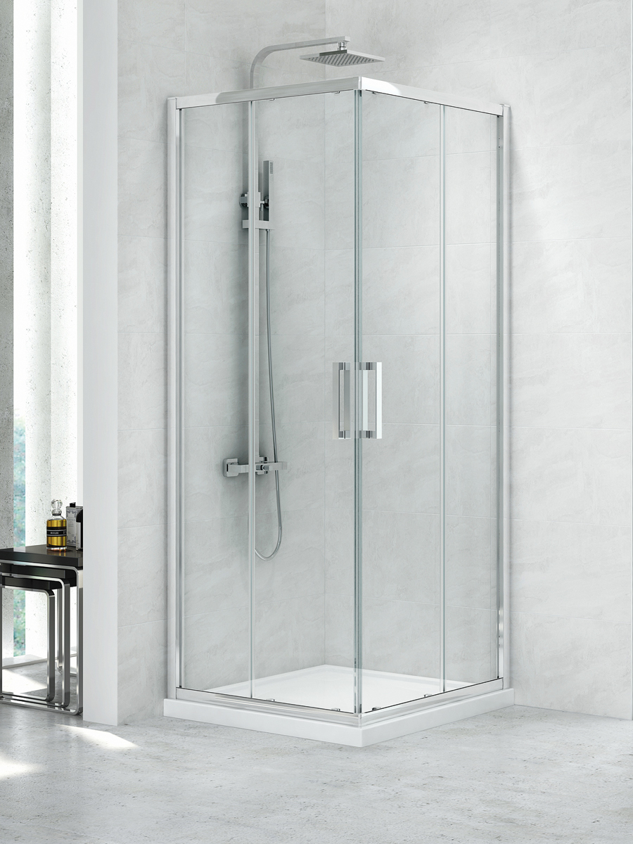 New Trendy New Praktic kabina prysznicowa 90x90 cm kwadratowa chrom połysk/szkło przezroczyste K-0466