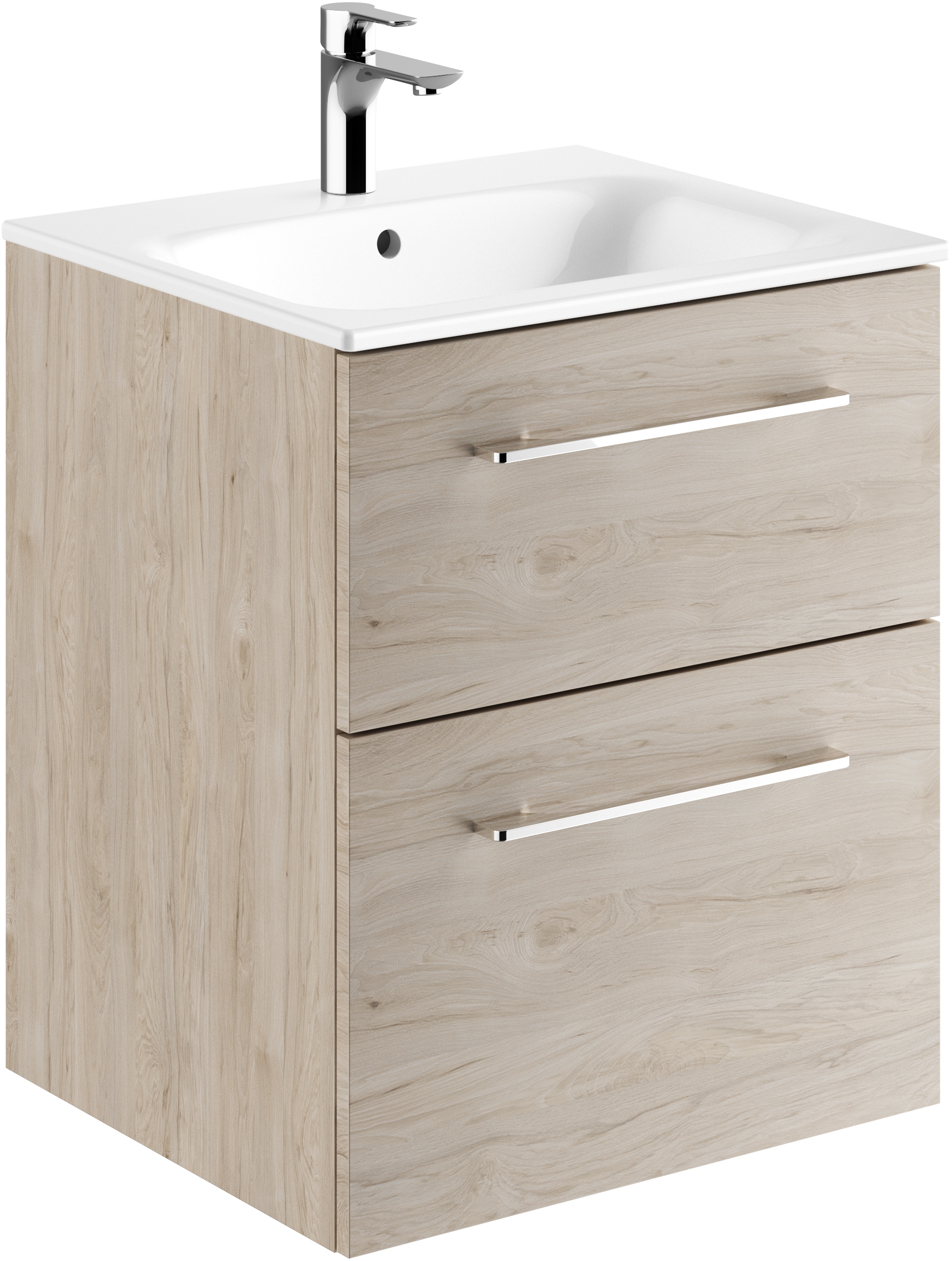 Geberit Selnova Square umywalka z szafką 55 cm zestaw meblowy biały/orzech włoski jasny 501.235.00.1