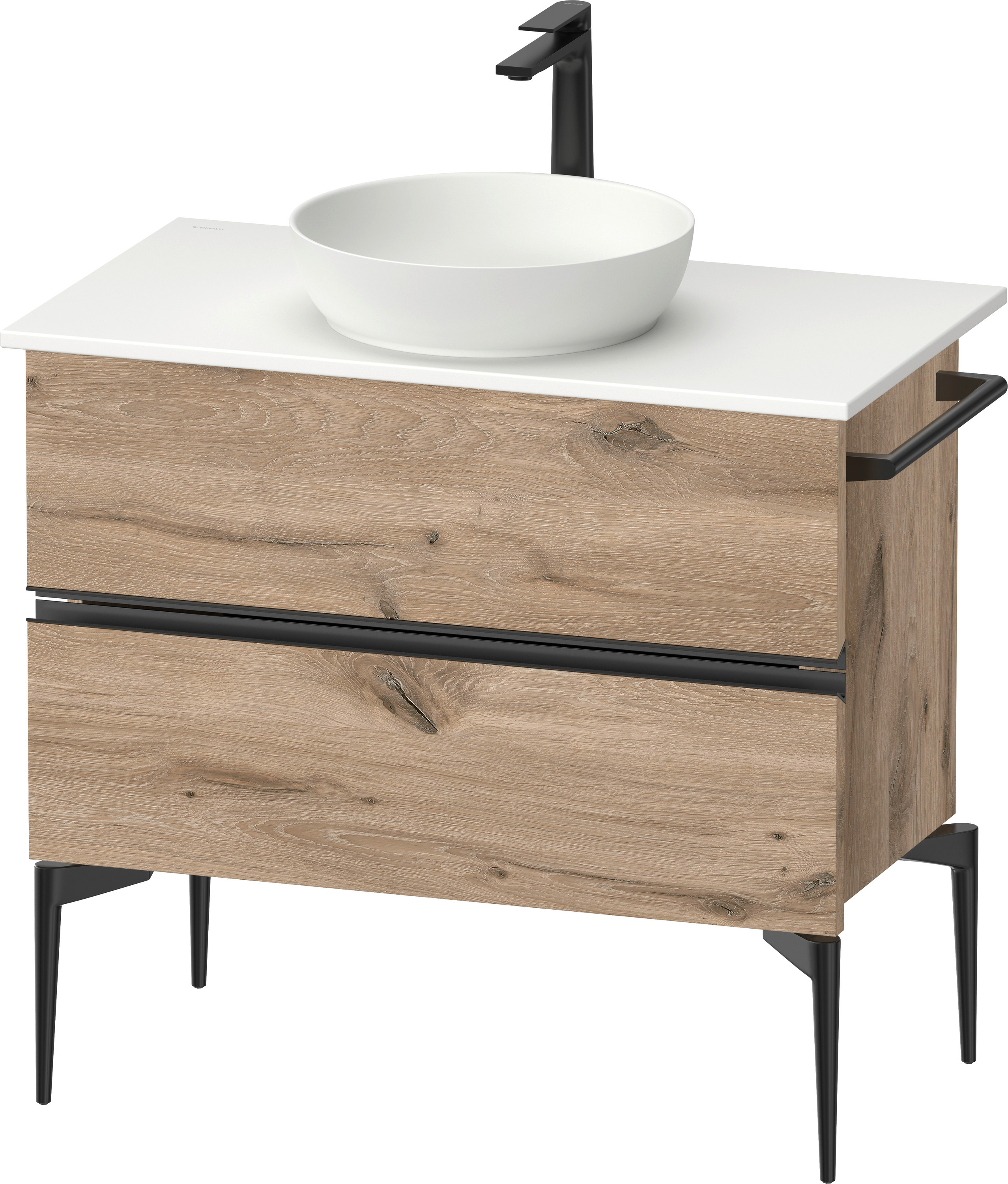 Duravit Sivida szafka 84,5x47,5x54,8 cm podumywalkowa wisząca czarna-dąb SV46580BD550000