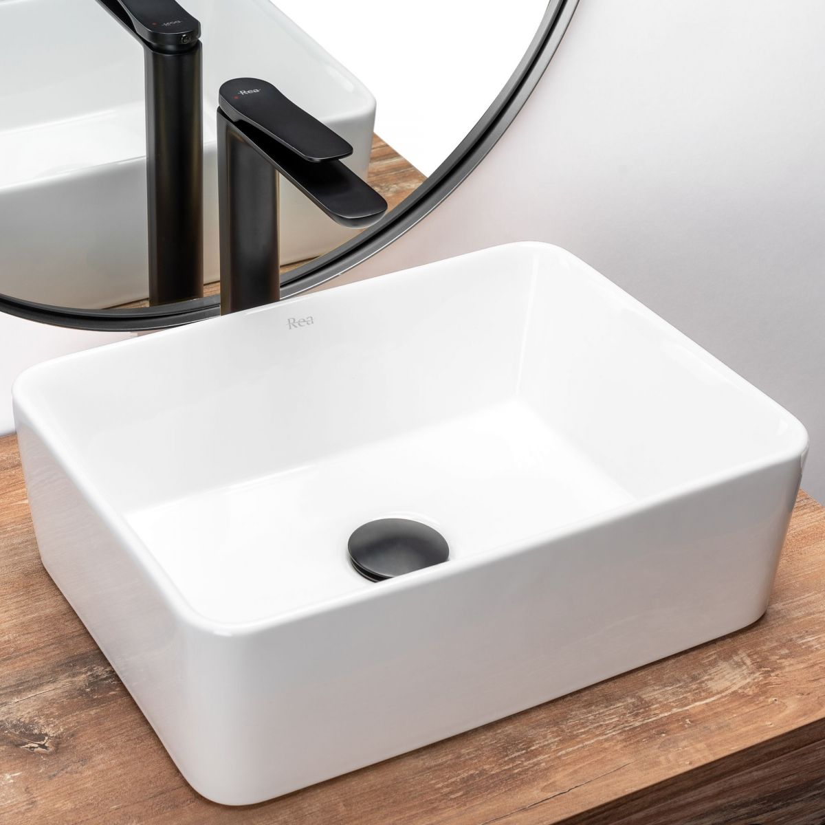 Rea Anita Mini umywalka 41x31 cm nablatowa prostokątna biała REA-U0952 - Wysyłka w 24h