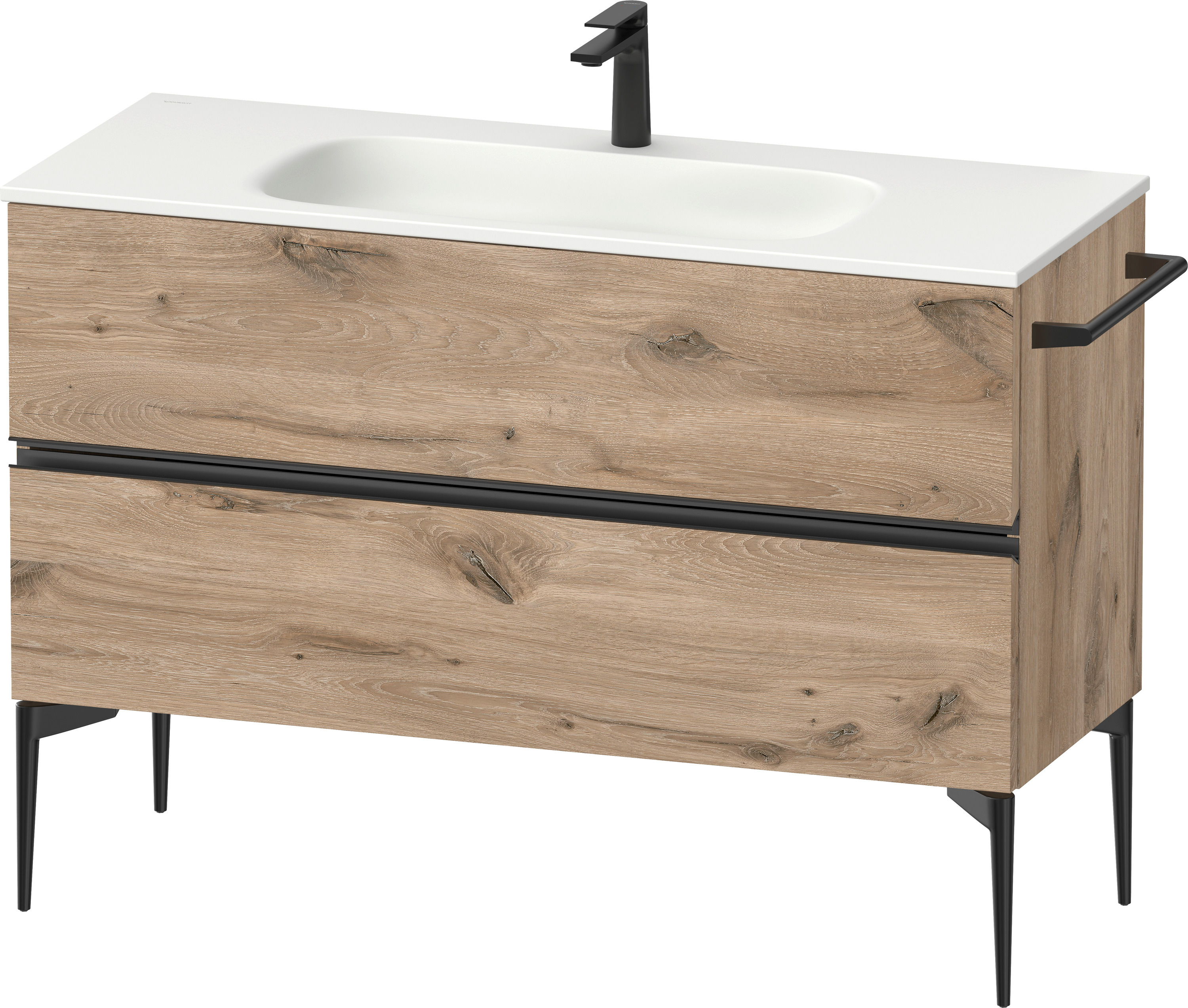 Duravit Sivida szafka 121x47,7x59,2 cm podumywalkowa wisząca czarna-dąb SV46530BD550000