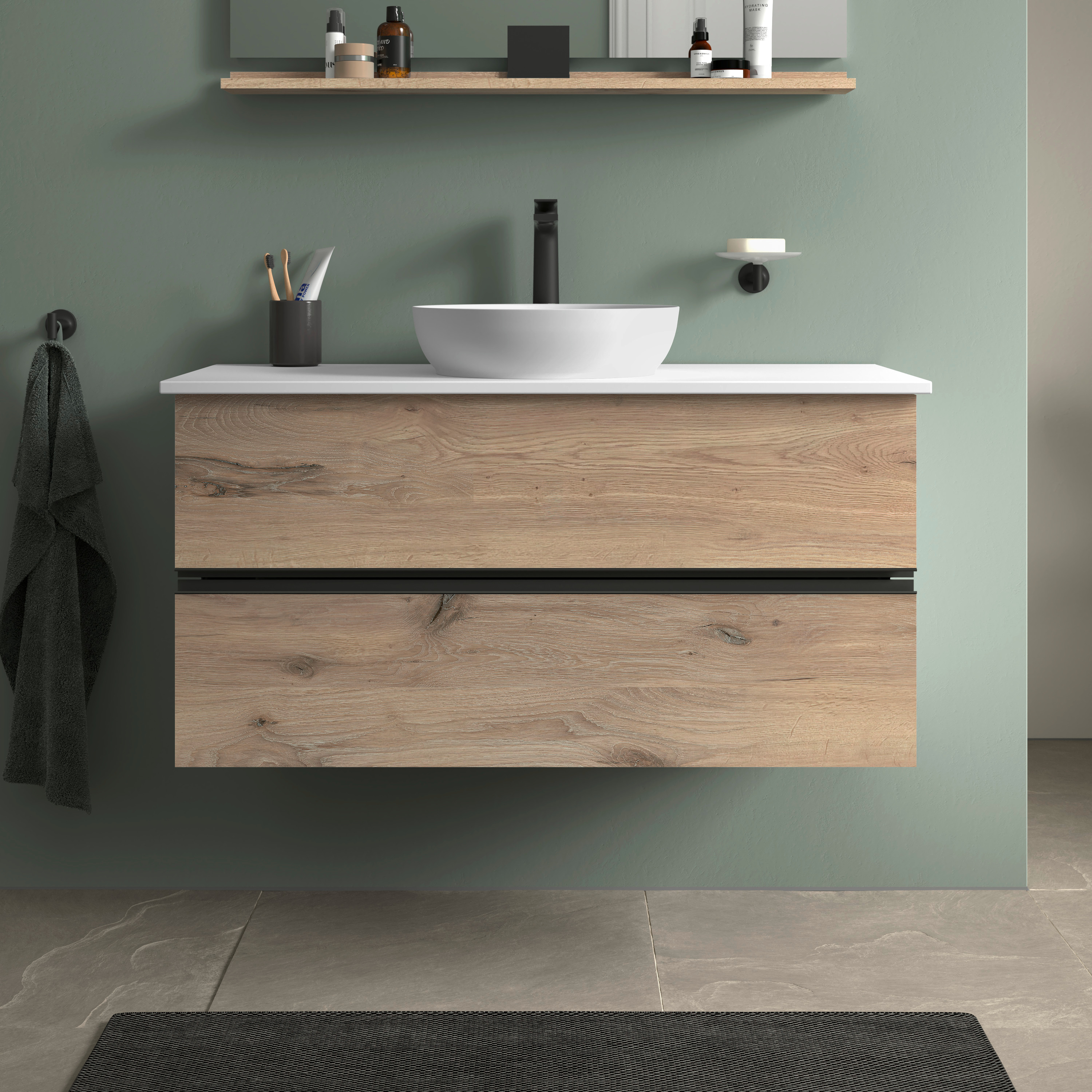 Duravit Sivida szafka 104,5x47,5x54,8 cm podumywalkowa wisząca czarna-dąb SV46590BD550000