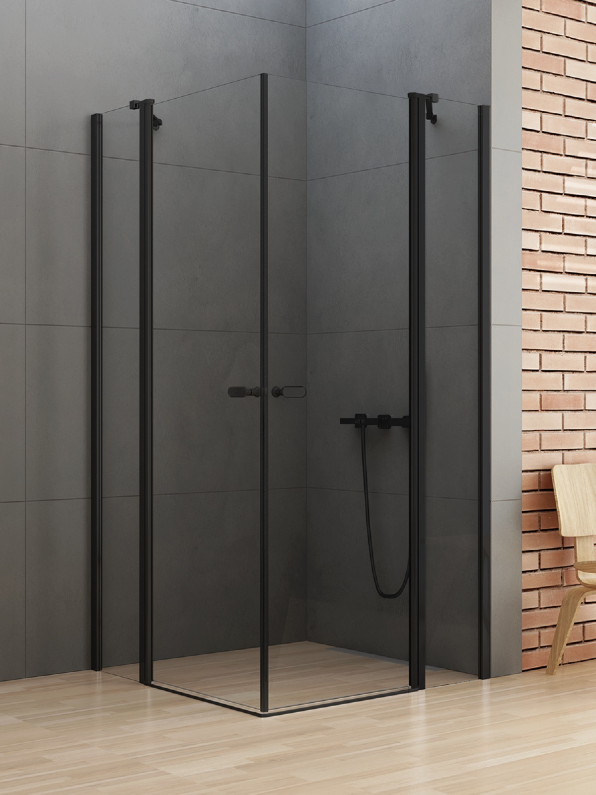 New Trendy New Soleo Black kabina prysznicowa 110x110 cm kwadratowa czarny mat/szkło przezroczyste K-0763