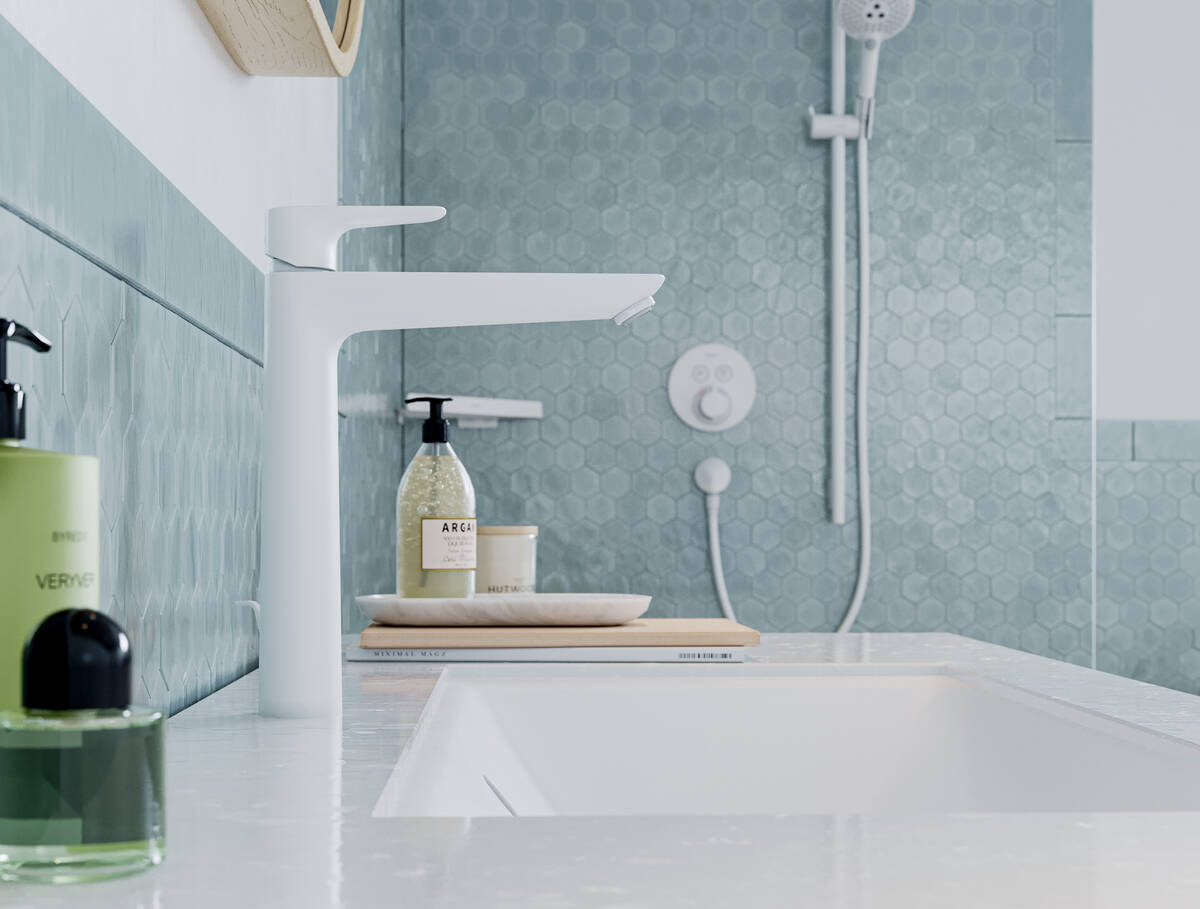 Hansgrohe Talis E bateria umywalkowa stojąca wysoka EcoSmart biały mat 71716700