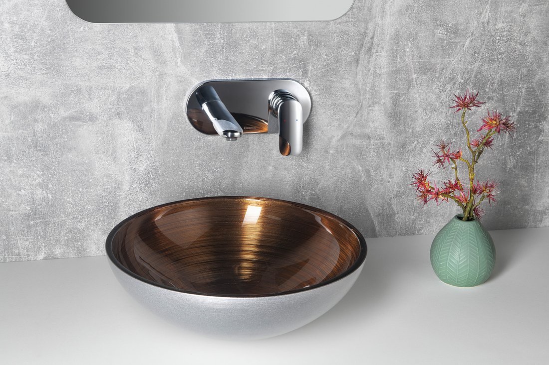 Sapho Murano Wenge umywalka 40 cm nablatowa okrągła miedziany/srebrny AL5318-66