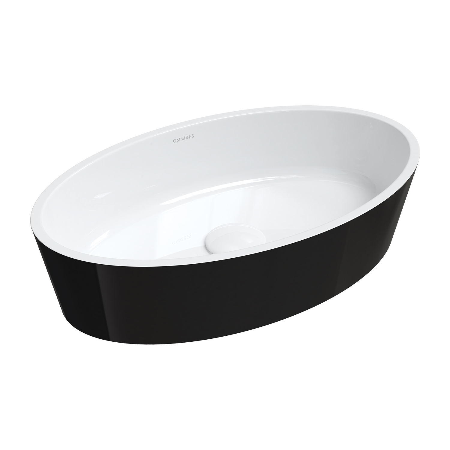 Omnires Bari M+ umywalka 50x30 cm owalna nablatowa biała/czarna BARI500UNBCP