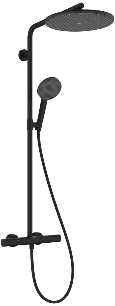 Hansgrohe Raindance Alive S Puro EcoSmart zestaw prysznicowy ścienny termostatyczny z deszczownicą czarny 24593670