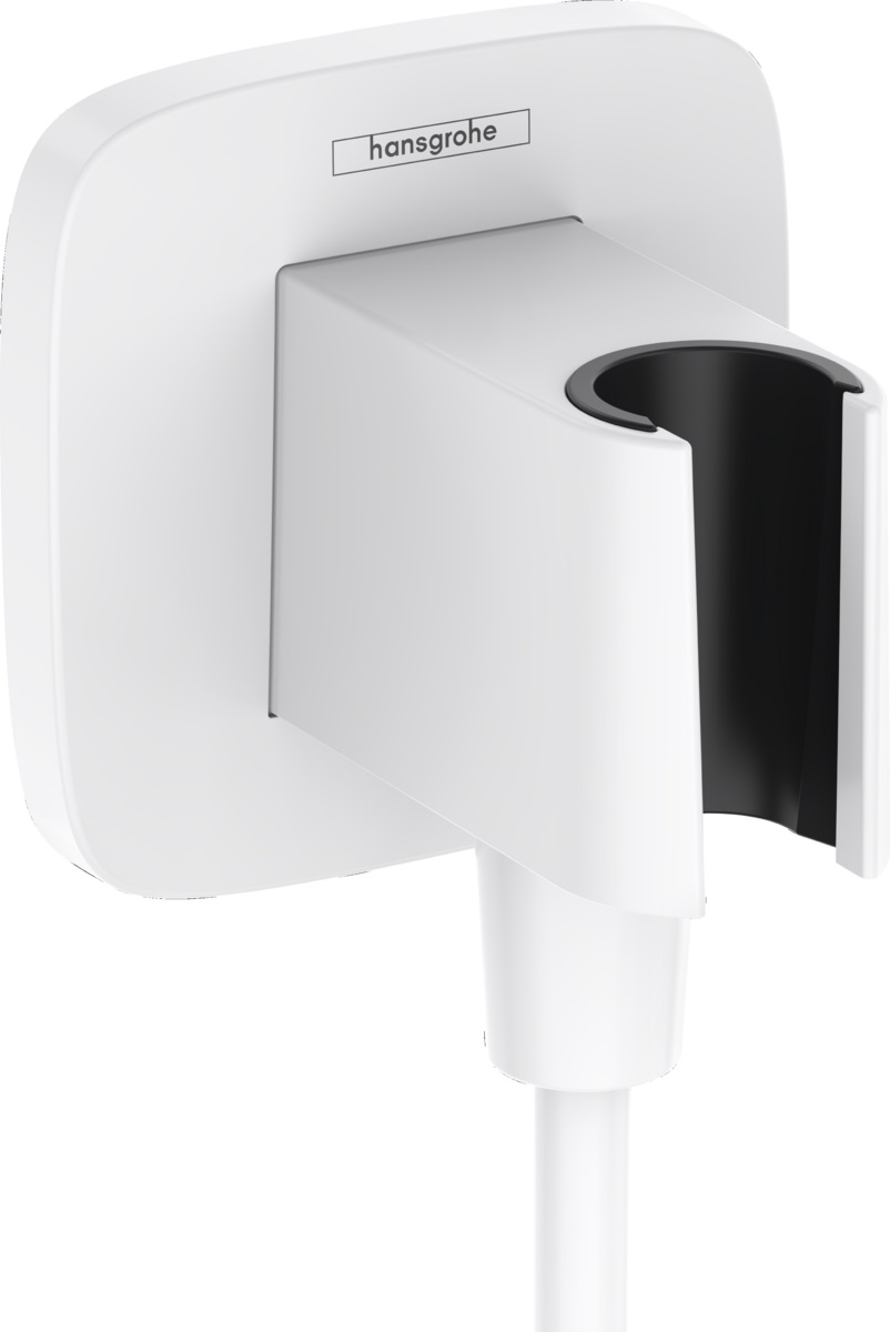 Hansgrohe FixFit Q przyłącze kątowe z uchwytem prysznicowym biały mat 26887700