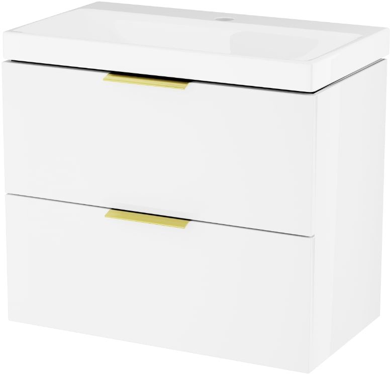 Zestaw Excellent Blanko umywalka z szafką 65 cm i uchwytami meblowymi biały połysk/złoty połysk MLEX.6317.KPL.640.WHGL - Wysyłka w 24h