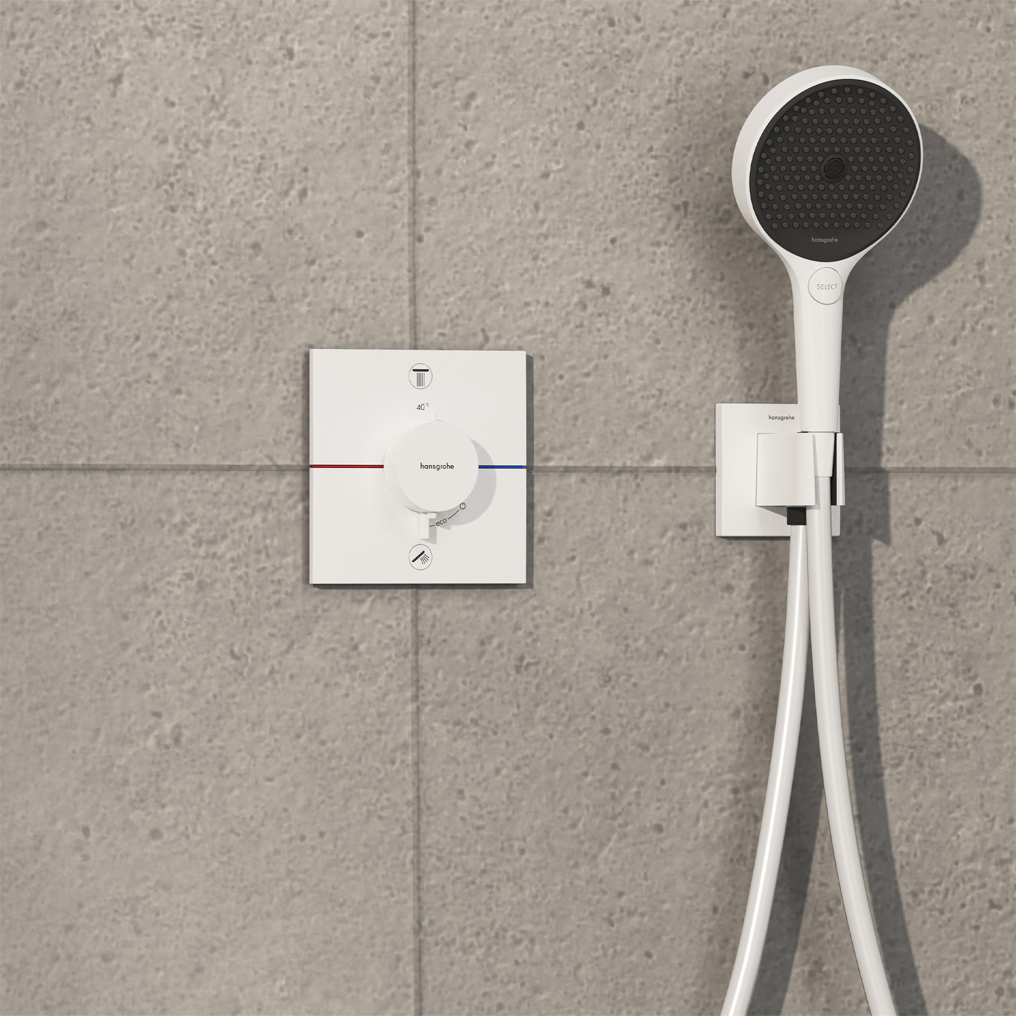 Hansgrohe ShowerSelect Comfort E bateria wannowo-prysznicowa podtynkowa termostatyczna biały mat 15578700