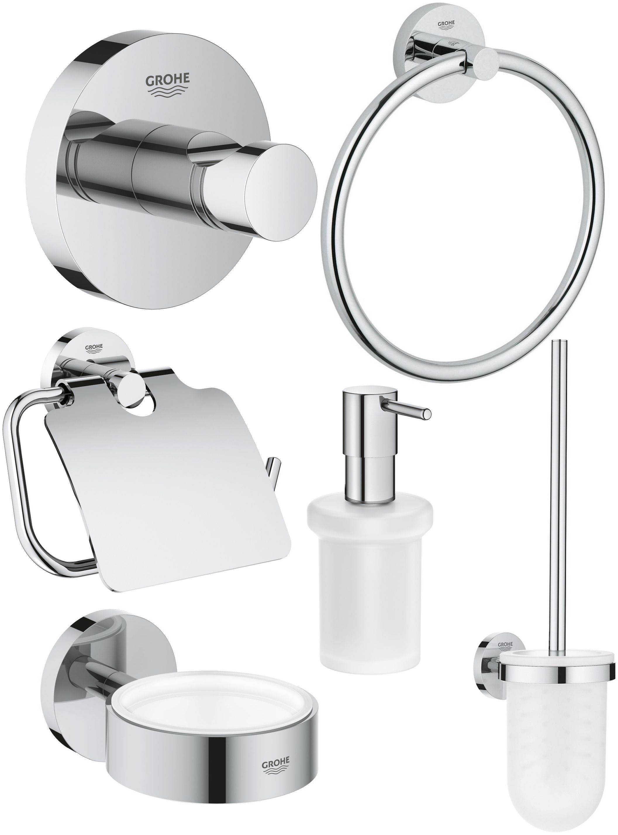 Grohe Essentials zestaw akcesoriów łazienkowych chrom (40367001, 40374001, 40365001, 40369001, 40394001, 40364001) - Wysyłka w 24h