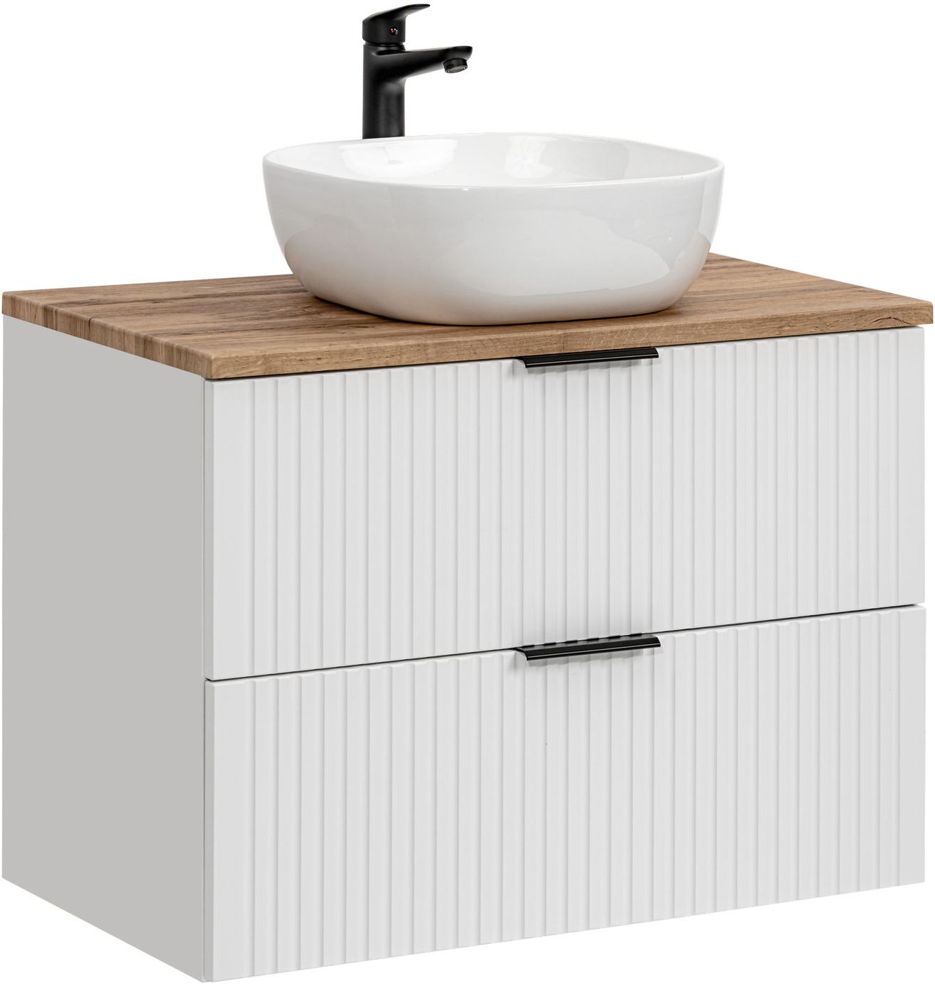 Zestaw Comad Adel White szafka 80x46 cm podumywalkowa wisząca z blatem i umywalką biały SET -ADW B 80 CM UN 6252 - Wysyłka w 24h