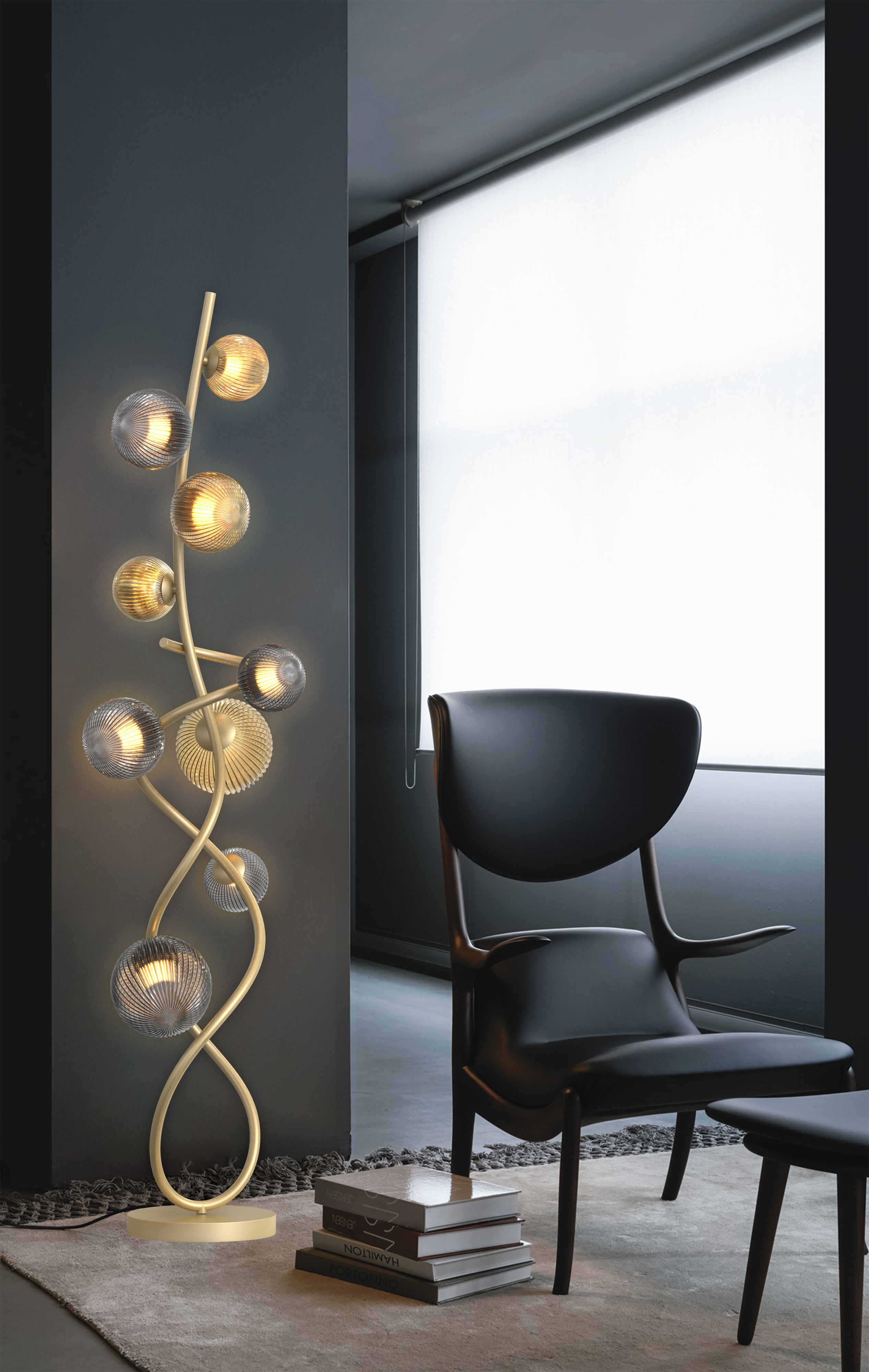 Aviano Metz lampa stojąca 9x3,5 W złota 3015-904