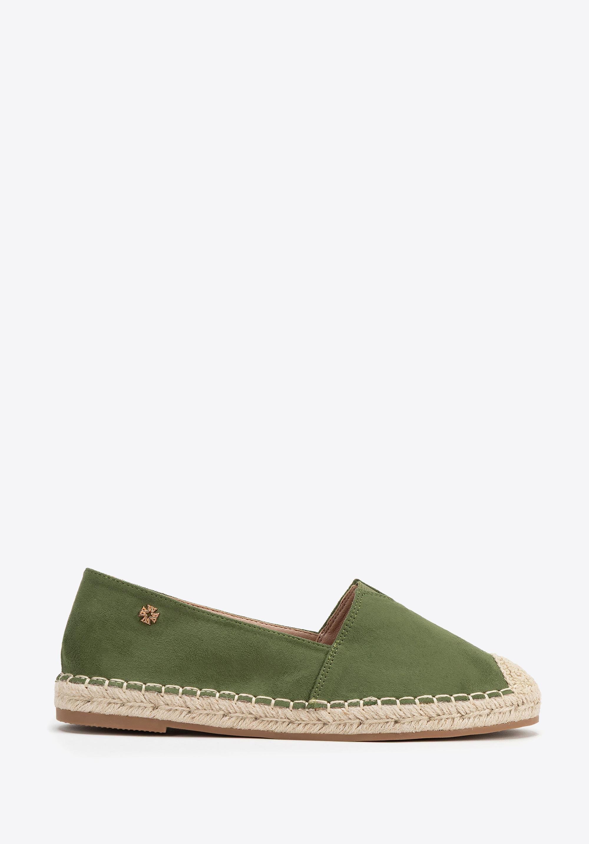Damskie espadryle z plecionym noskiem zielone