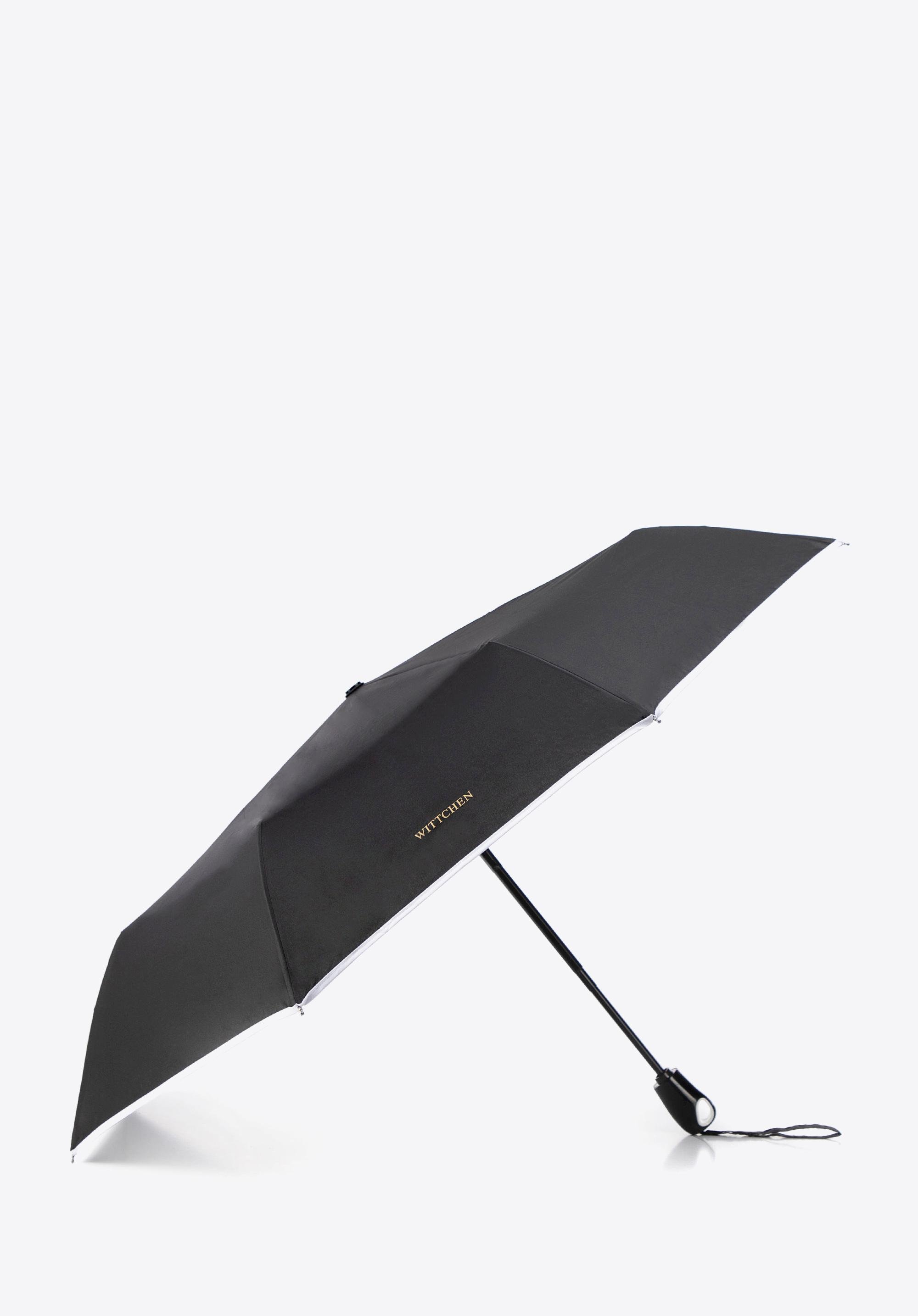 Parasol automatyczny z ozdobną lamówką czarno - biały