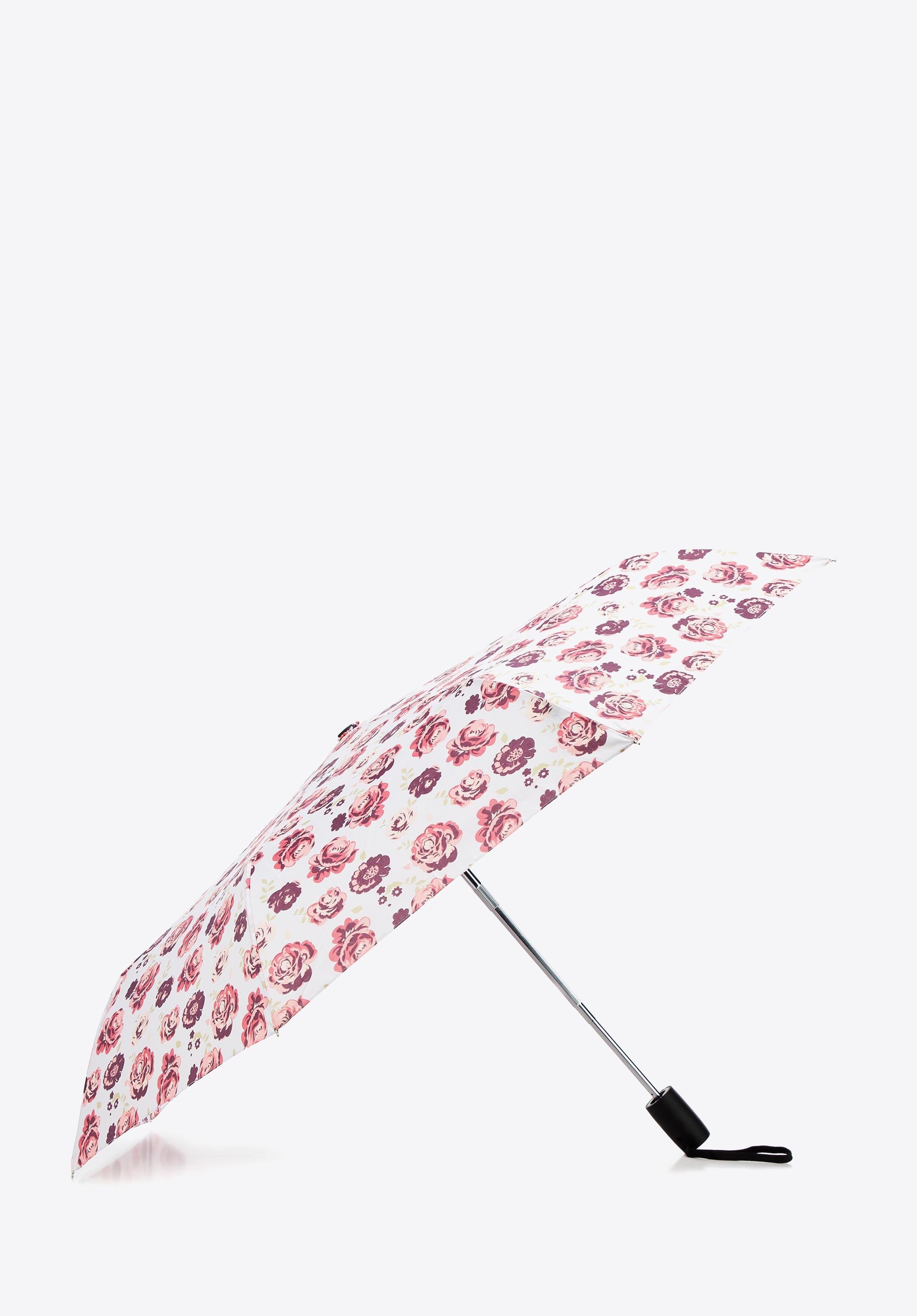 Parasol automatyczny wzorzysty biało-różowy