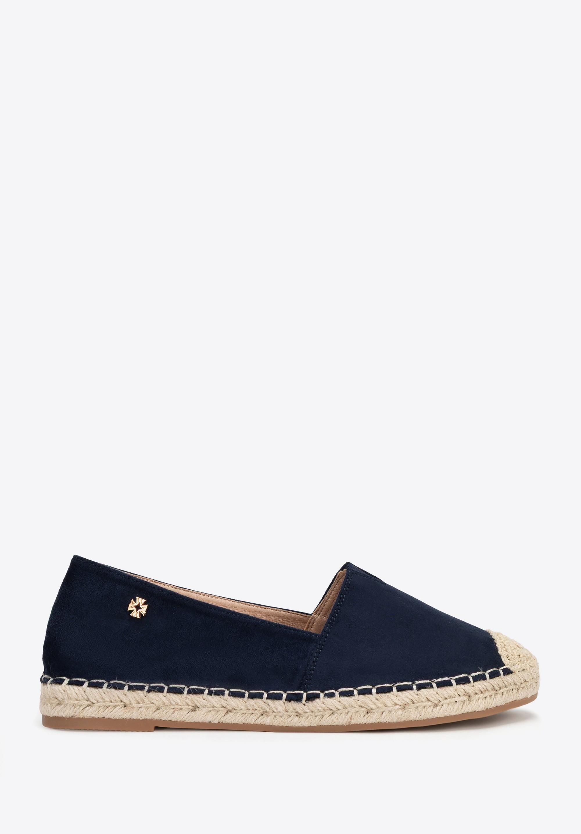 Damskie espadryle z plecionym noskiem granatowe