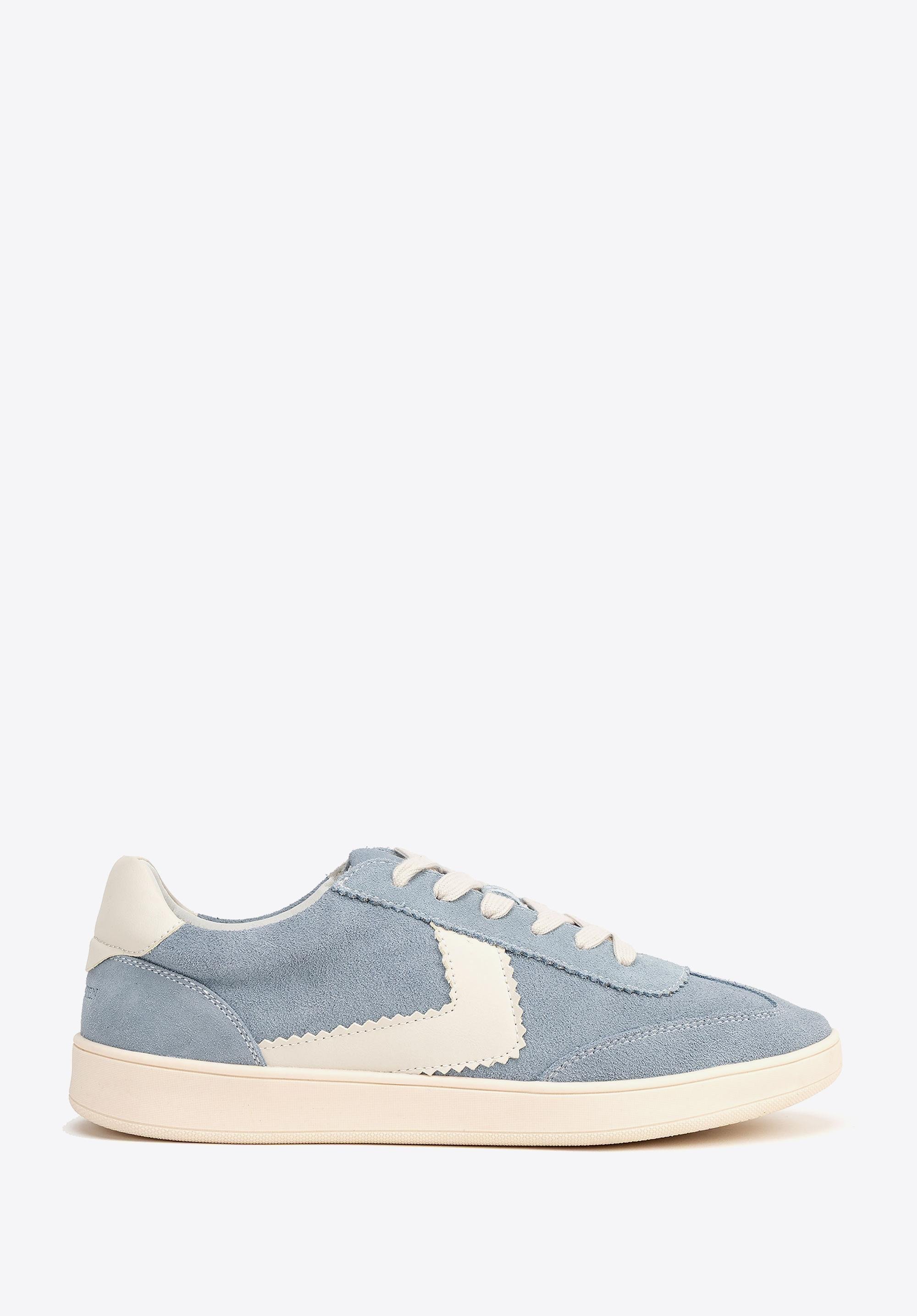 Zamszowe sneakersy ze wstawkami z ekoskóry niebieskie