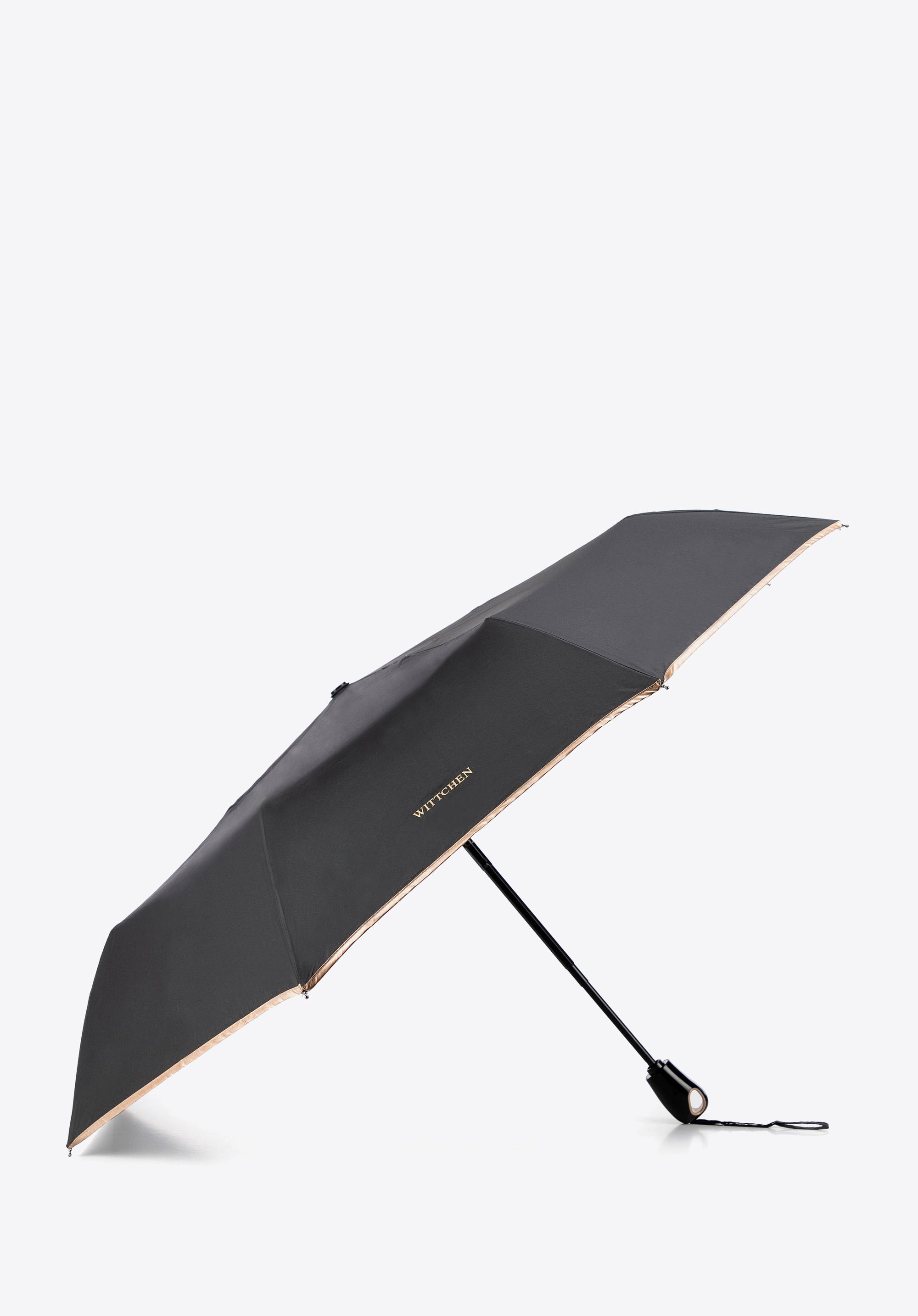 Parasol automatyczny z ozdobną lamówką czarno - złoty
