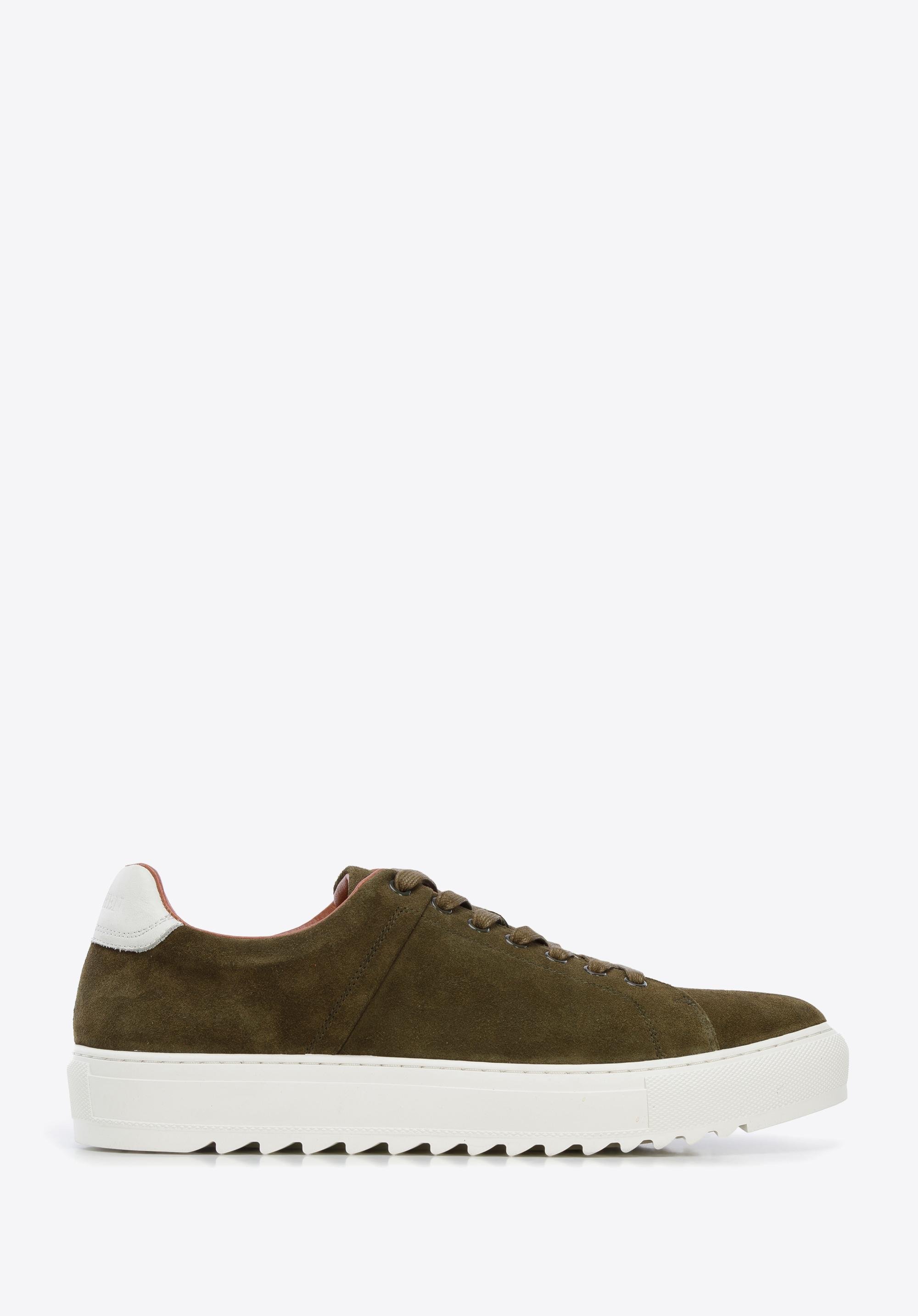 Męskie sneakersy zamszowe na grubej podeszwie zielone