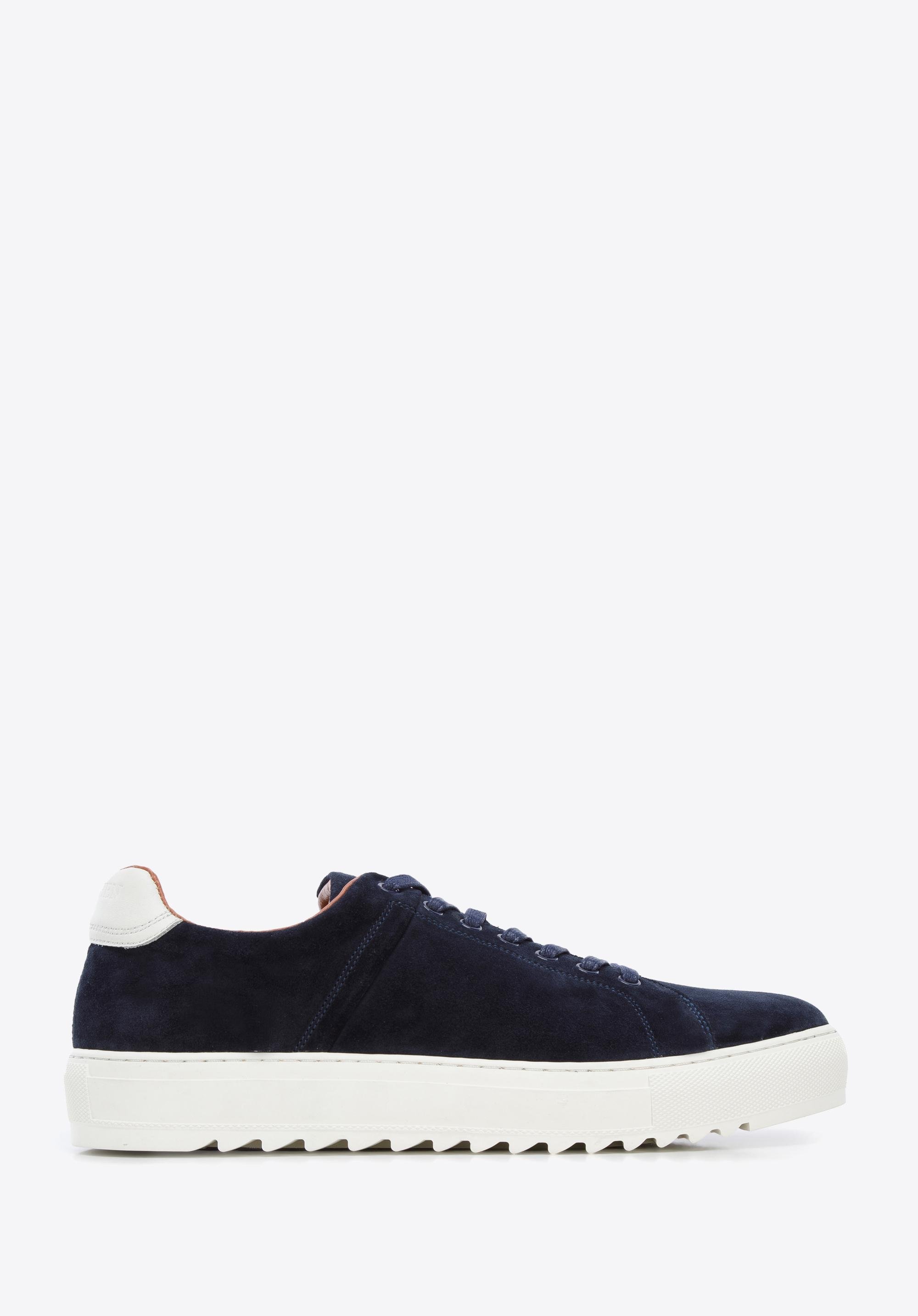 Męskie sneakersy zamszowe na grubej podeszwie granatowe