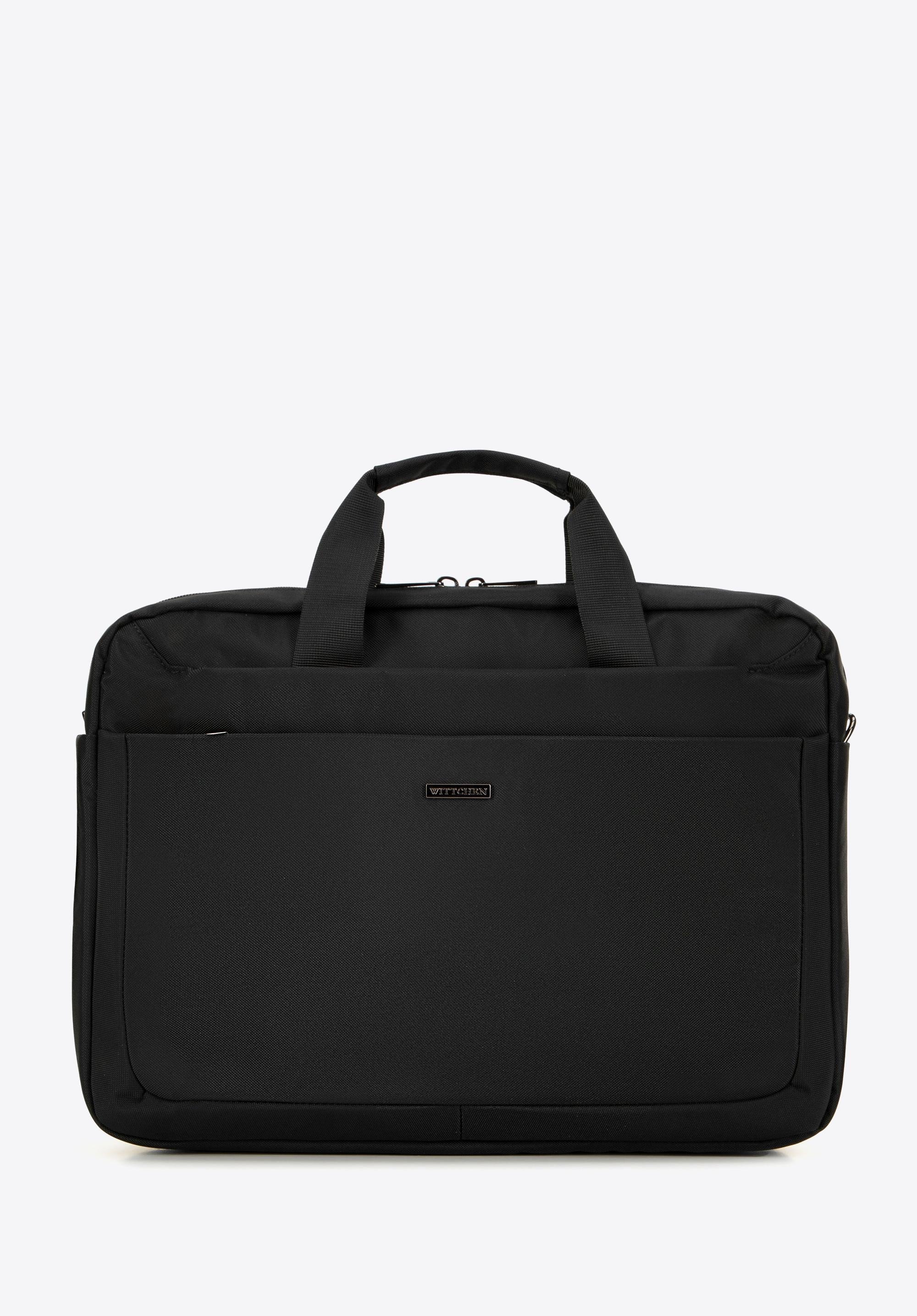 Męska torba na laptopa 15,6’’ z pasem na bagaż czarna