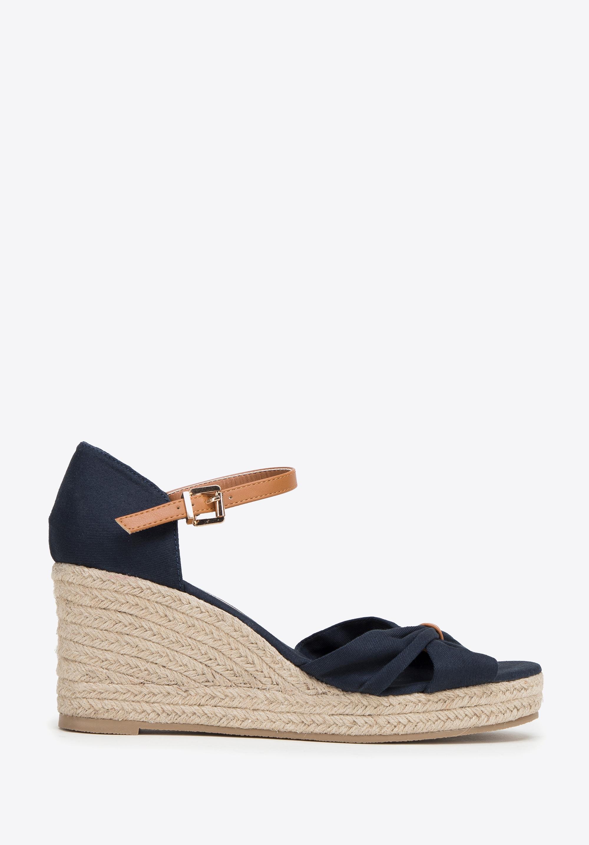Damskie espadryle z kokardą z przodu granatowe