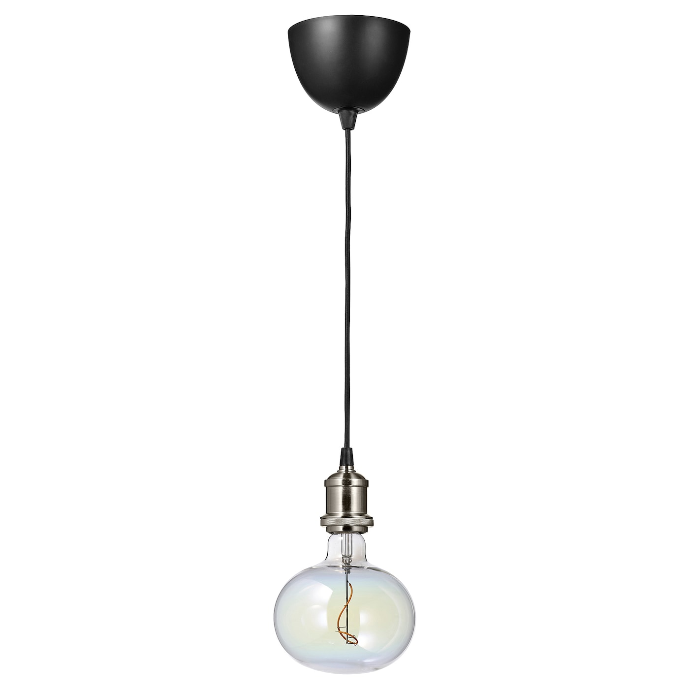 IKEA JÄLLBY / MOLNART lampa wisząca z żarówką, niklowano/w kształcie elipsy wielobarwny