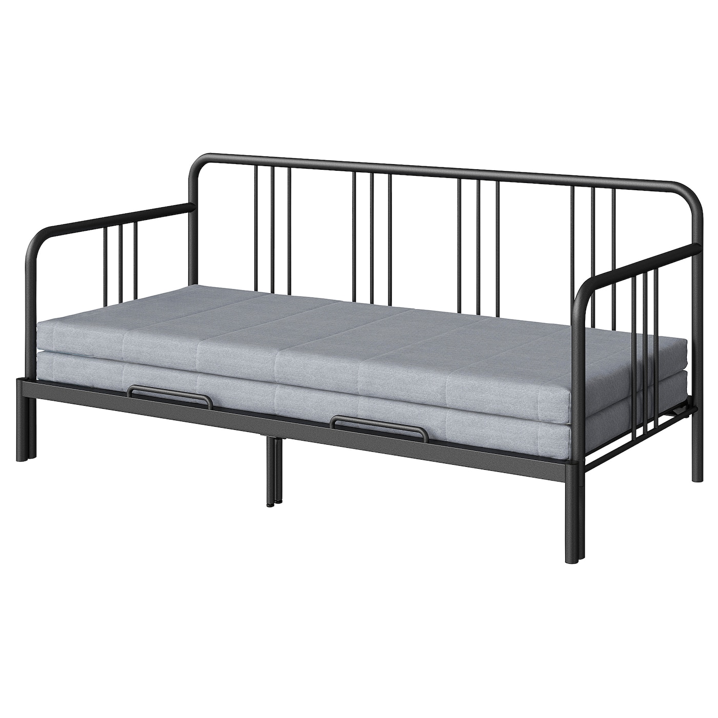 IKEA FYRESDAL leżanka z 2 materacami, czarny/Ågotnes twardy, 80x200 cm