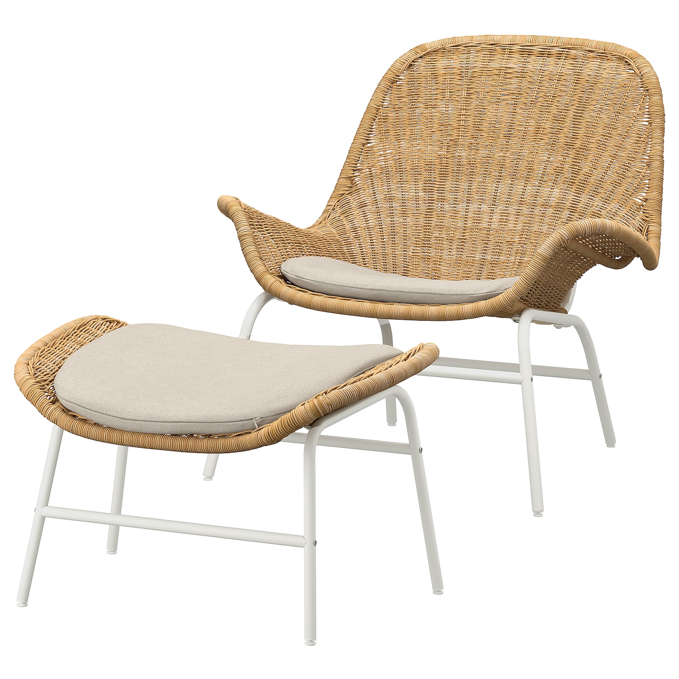 IKEA FRYKSÅS fotel/podnóżek, rattan/Risane naturalny