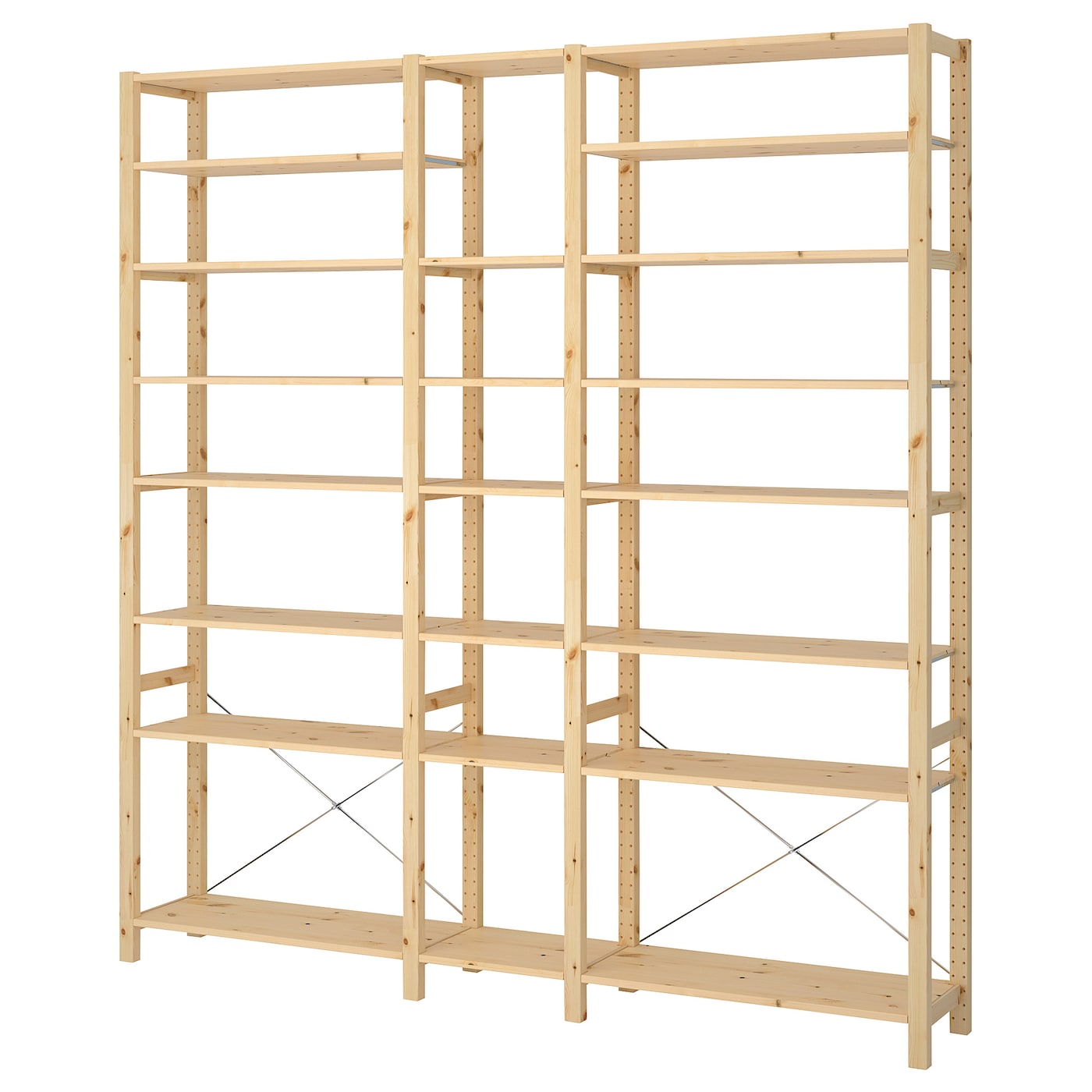 IKEA IVAR 3 sekcje/półki, sosna, 219x30x226 cm