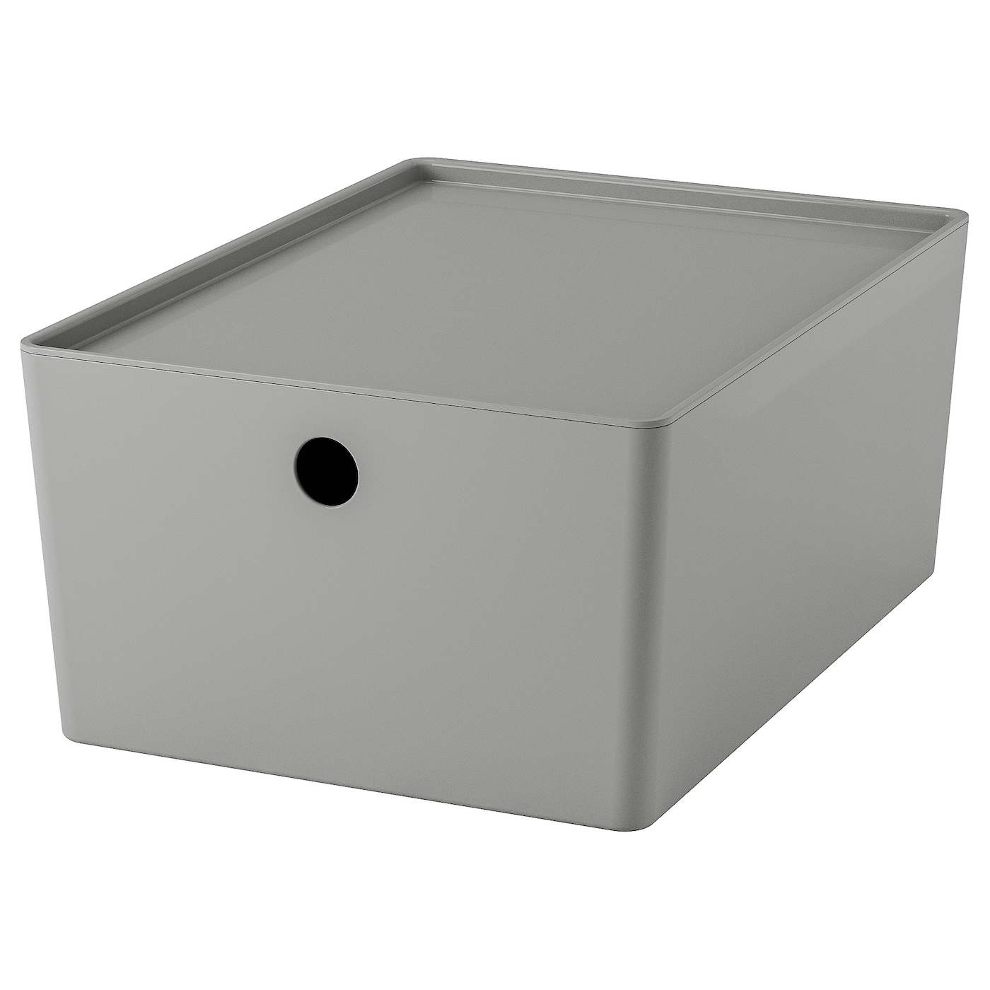 IKEA KUGGIS pojemnik z pokrywką, jasnoszary, 26x35x15 cm