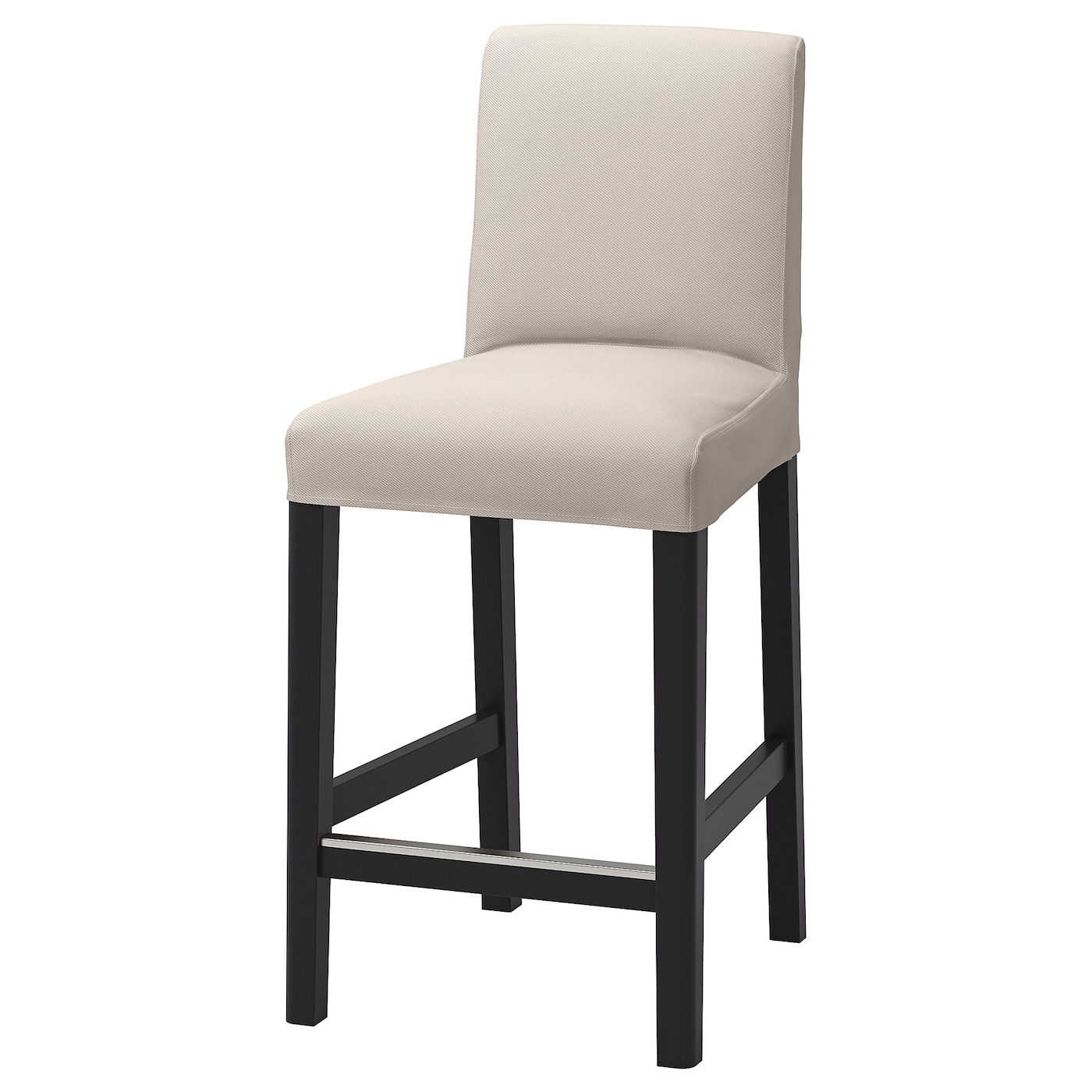 IKEA BERGMUND Stołek barowy z oparciem, czarny/Hallarp beżowy, 62 cm