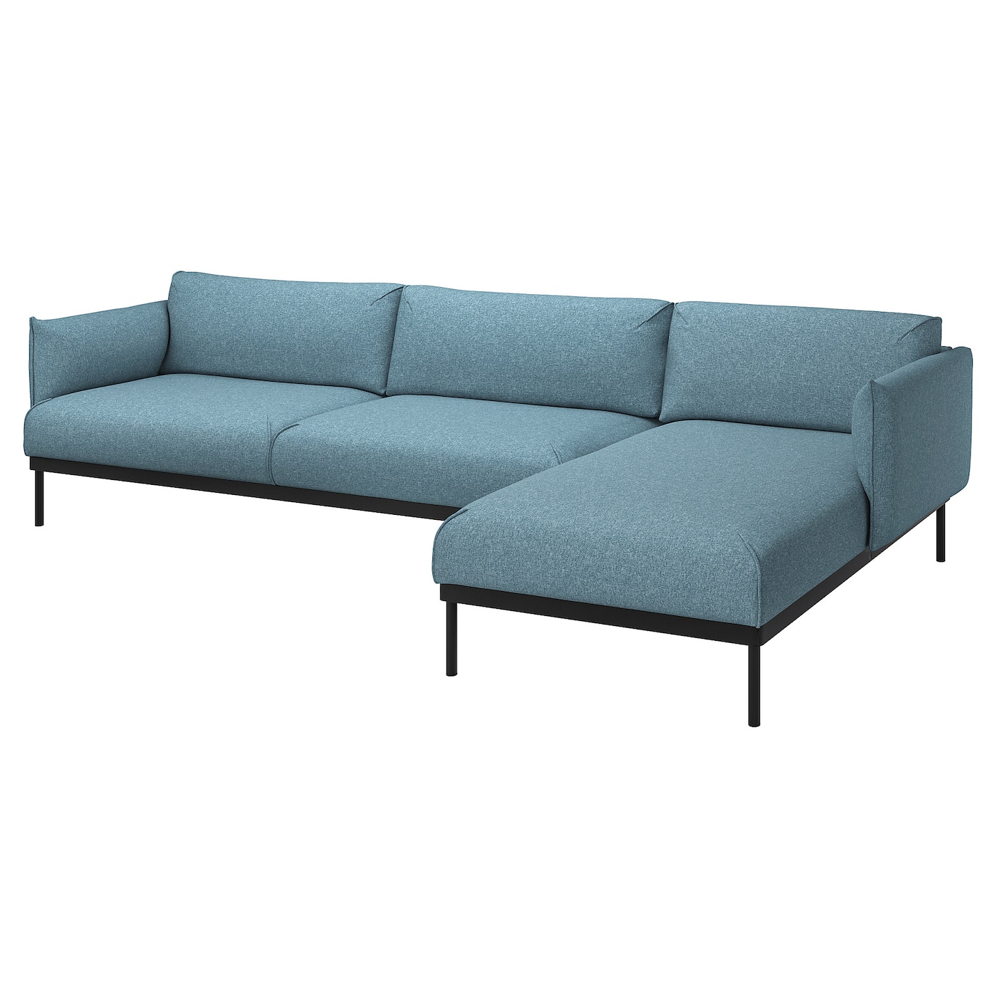 IKEA ÄPPLARYD sofa 4-osobowa z szezlongiem, Gunnared jasnoniebieski