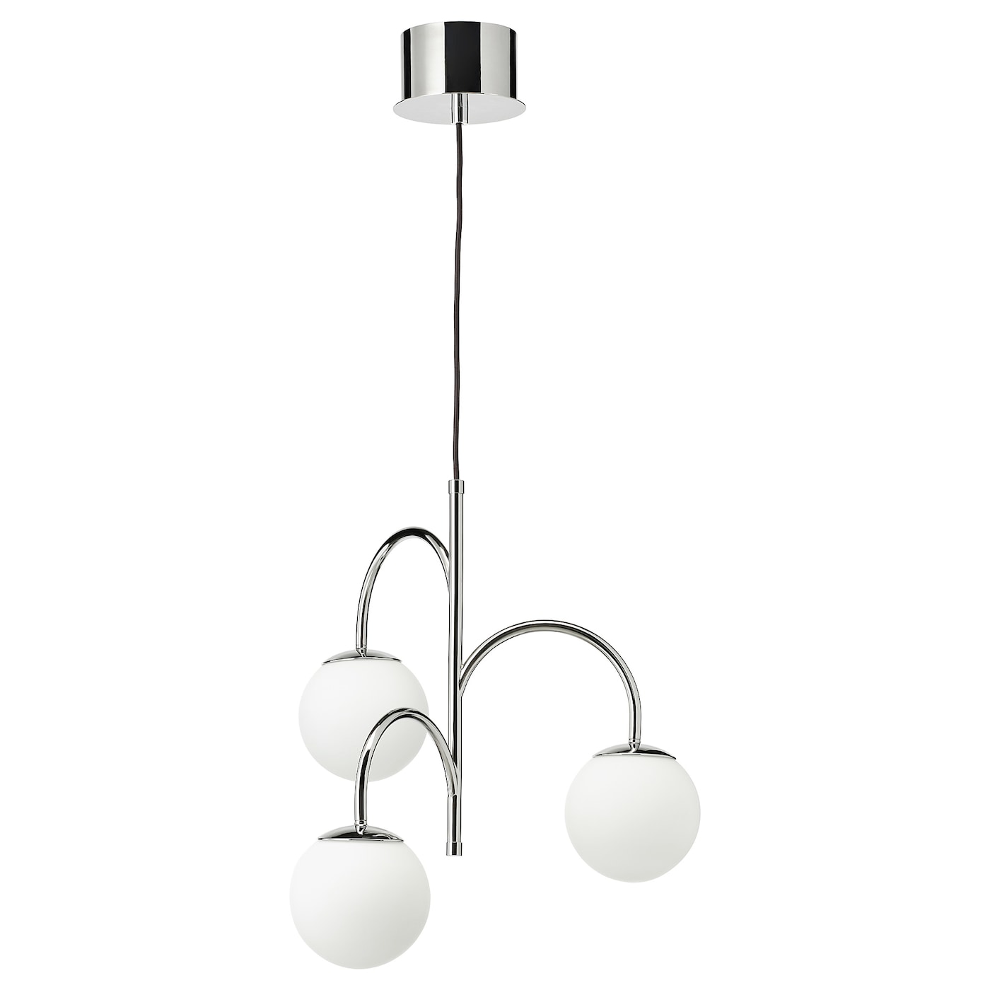 IKEA SIMRISHAMN lampa wisząca, 3-ramienna, chrom/opalowa biel szkło, 55 cm