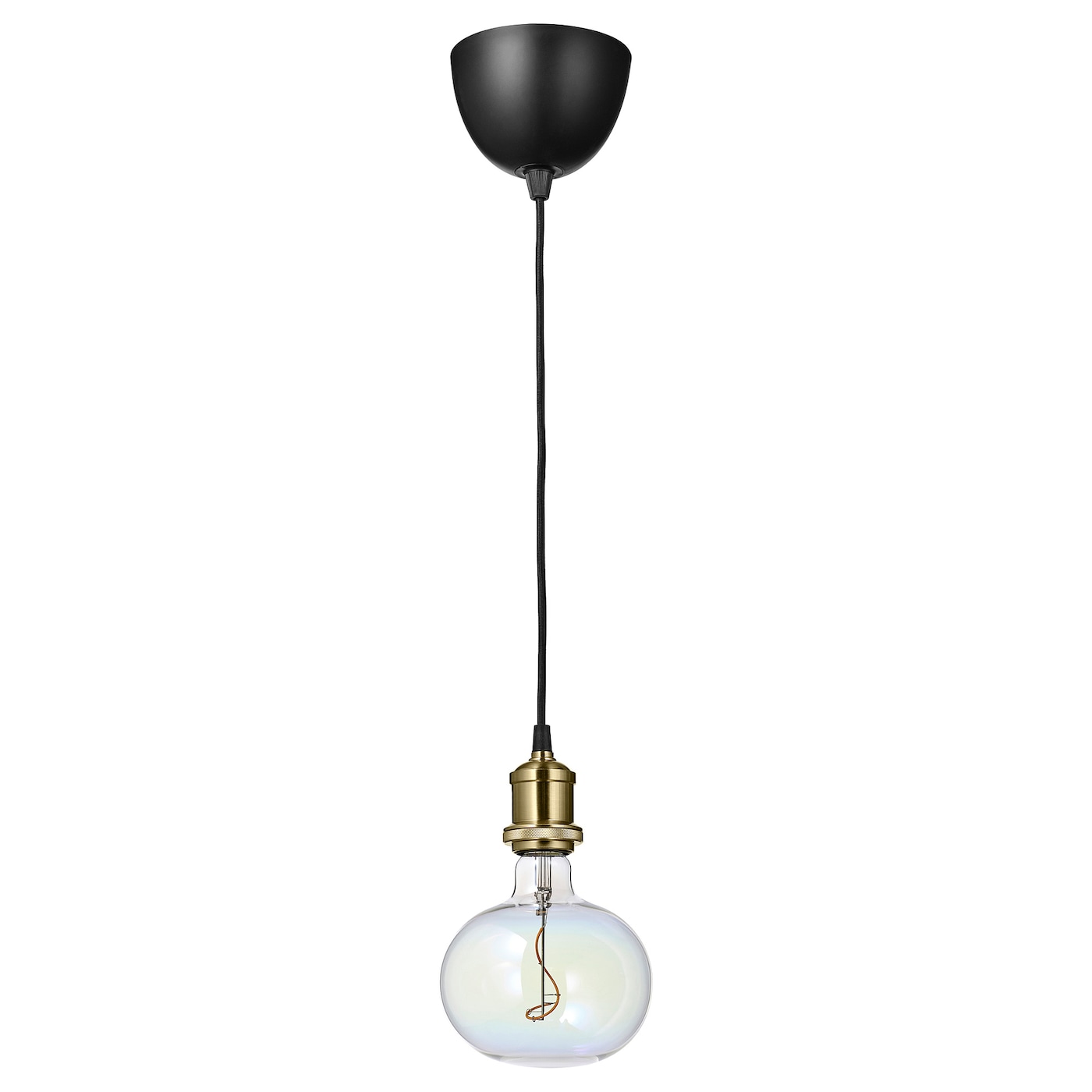 IKEA JÄLLBY / MOLNART lampa wisząca z żarówką, mosiądzowane/w kształcie elipsy wielobarwny
