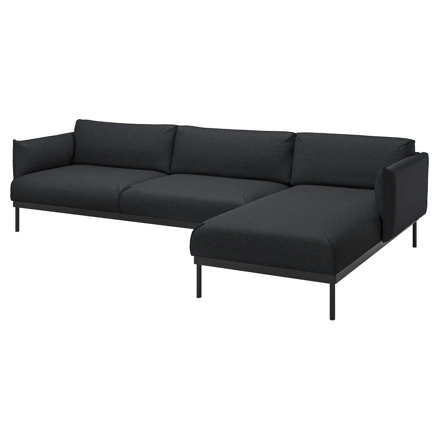 IKEA ÄPPLARYD sofa 4-osobowa z szezlongiem, Gunnared czarny/szary